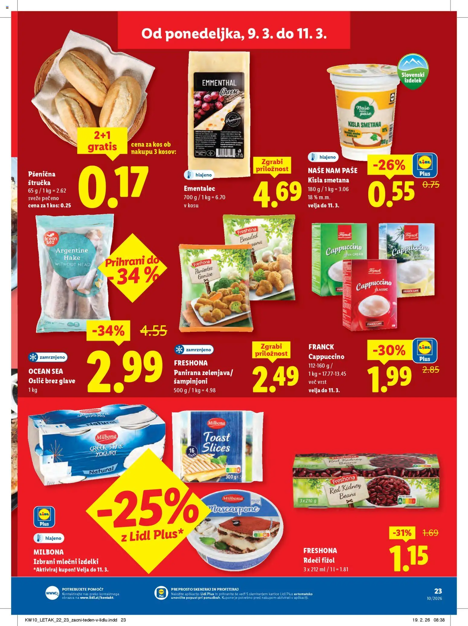 Novi Lidl katalog ponudbe – veljaven od 05.03.2026 | Stran: 51 | Izdelki: Oslič, Štručka, Ementalec, Kisla smetana