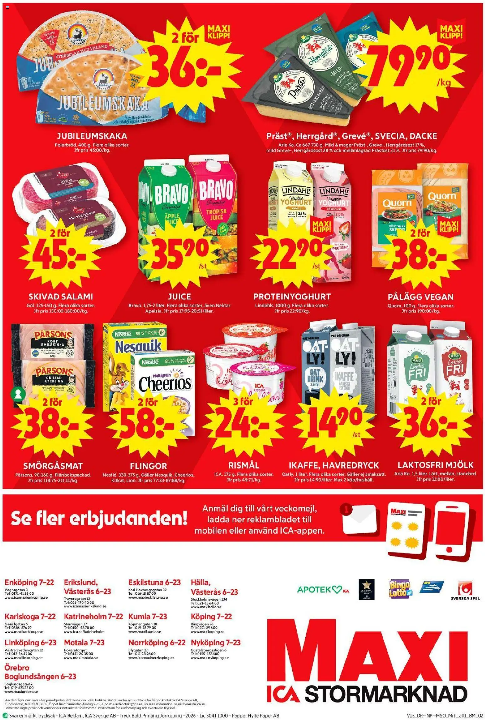 ICA Maxi reklamblad aktuell från 06.04.2026 | Sida: 12 | Produkter: Sandwich, Galler, Juice, Äpple