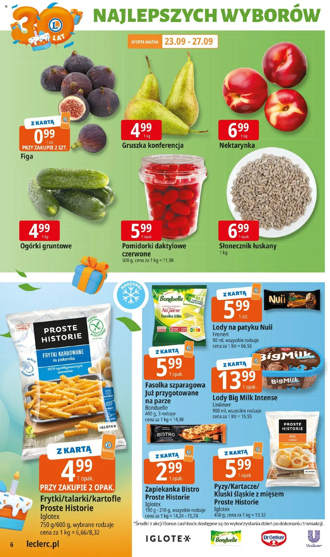 E.Leclerc Gazetka od 22.09.2025 | Strona: 6 | Produkty: Nektarynka, Big Milk, Frytki, Lody