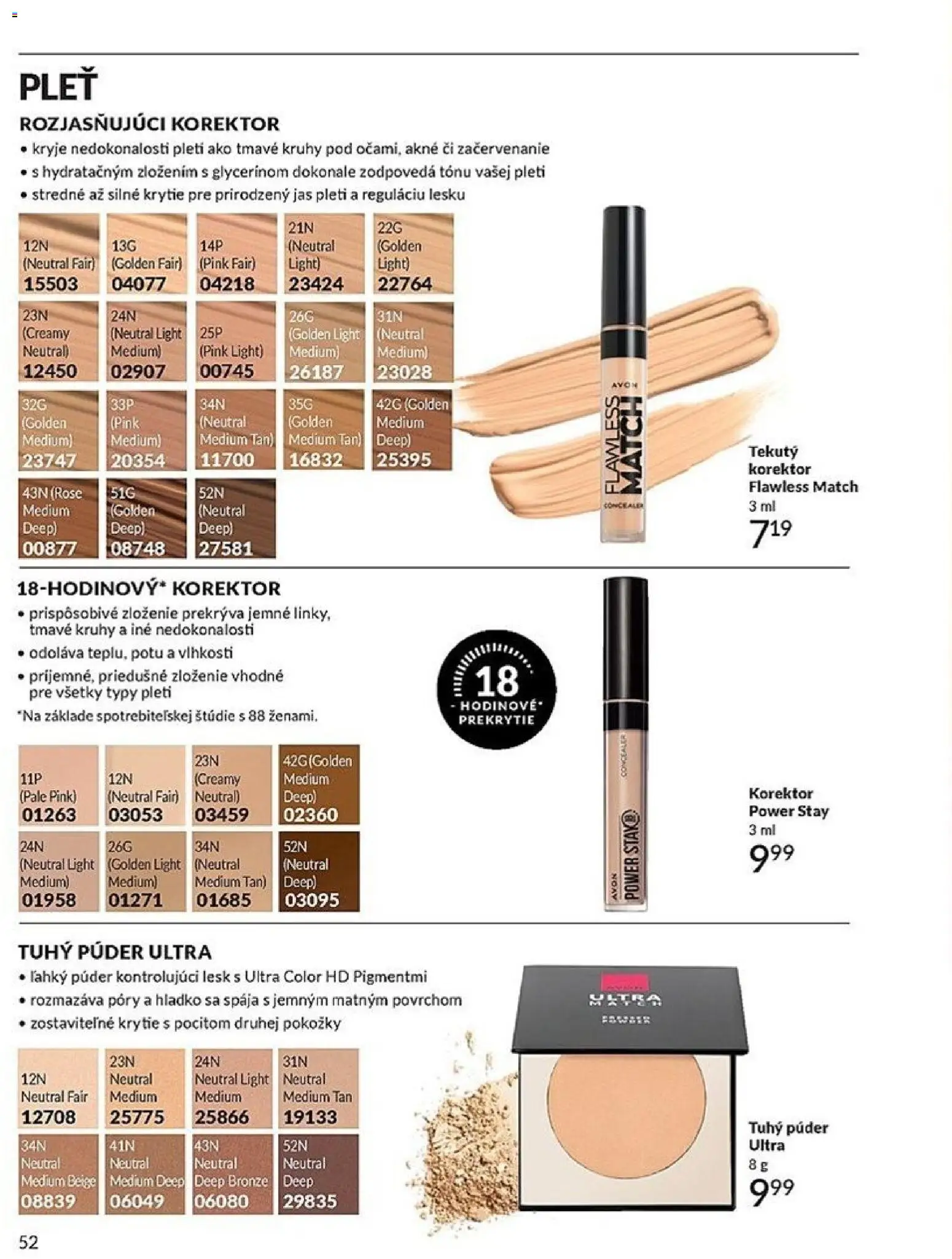 Nové Avon akcie – leták je platný od 01.01.2026 | Strana: 52 | Produkty: Korektor, Púder