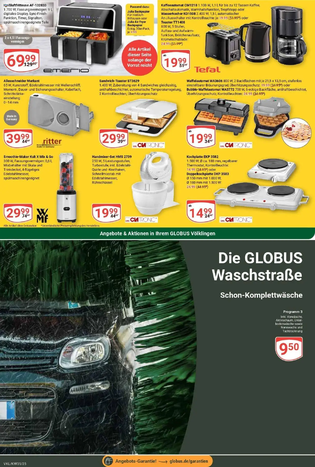 Globus prospekt Völklingen	 - gültig ab dem 28.07.2025 | Seite: 27 | Produkte: Wasserkocher, Toaster, Kochplatte, Heißluftfritteuse