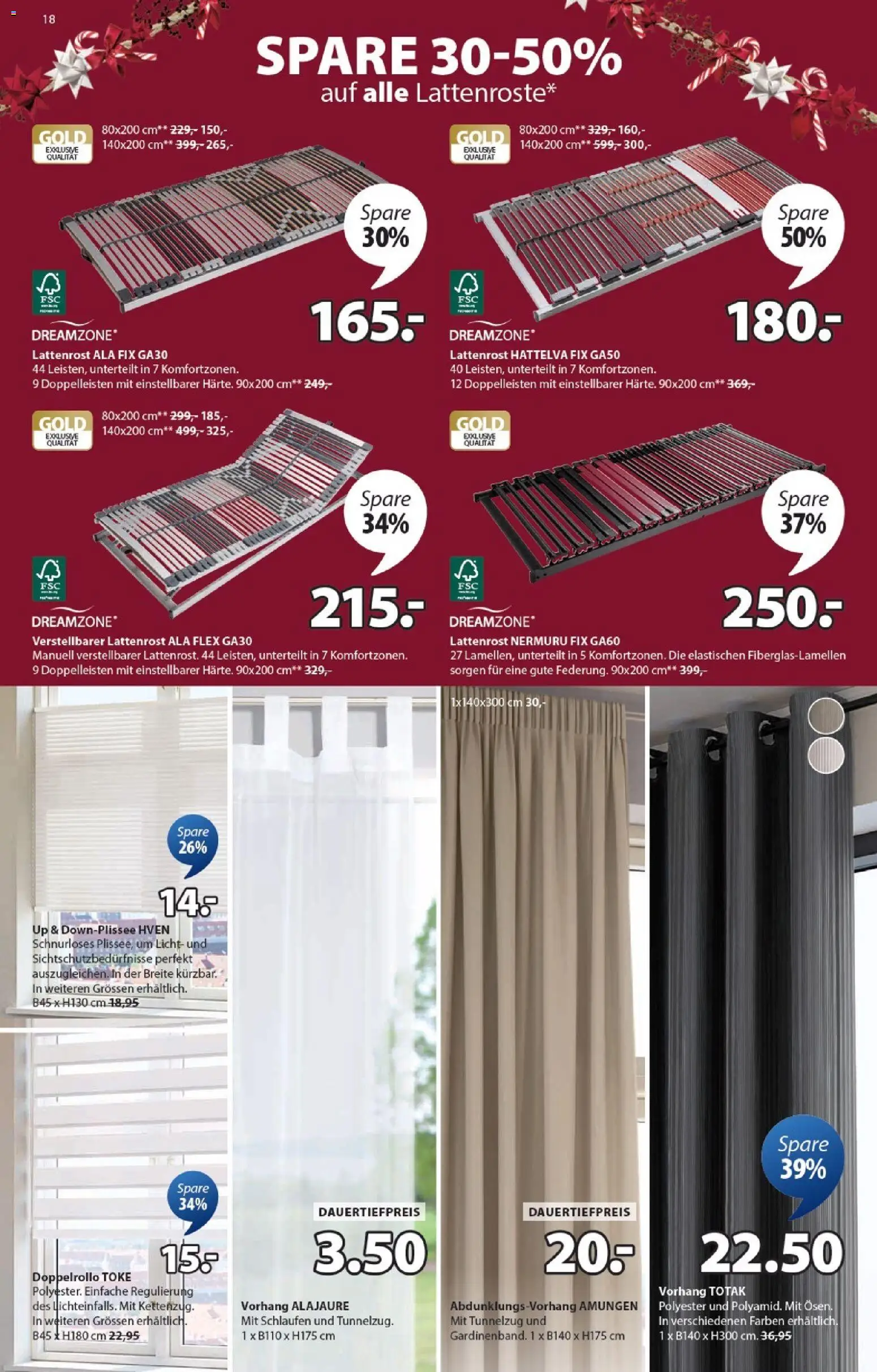 JYSK Aktionen – gültig ab 04.11.2025 | Seite: 18 | Produkte: Lattenrost, Vorhang