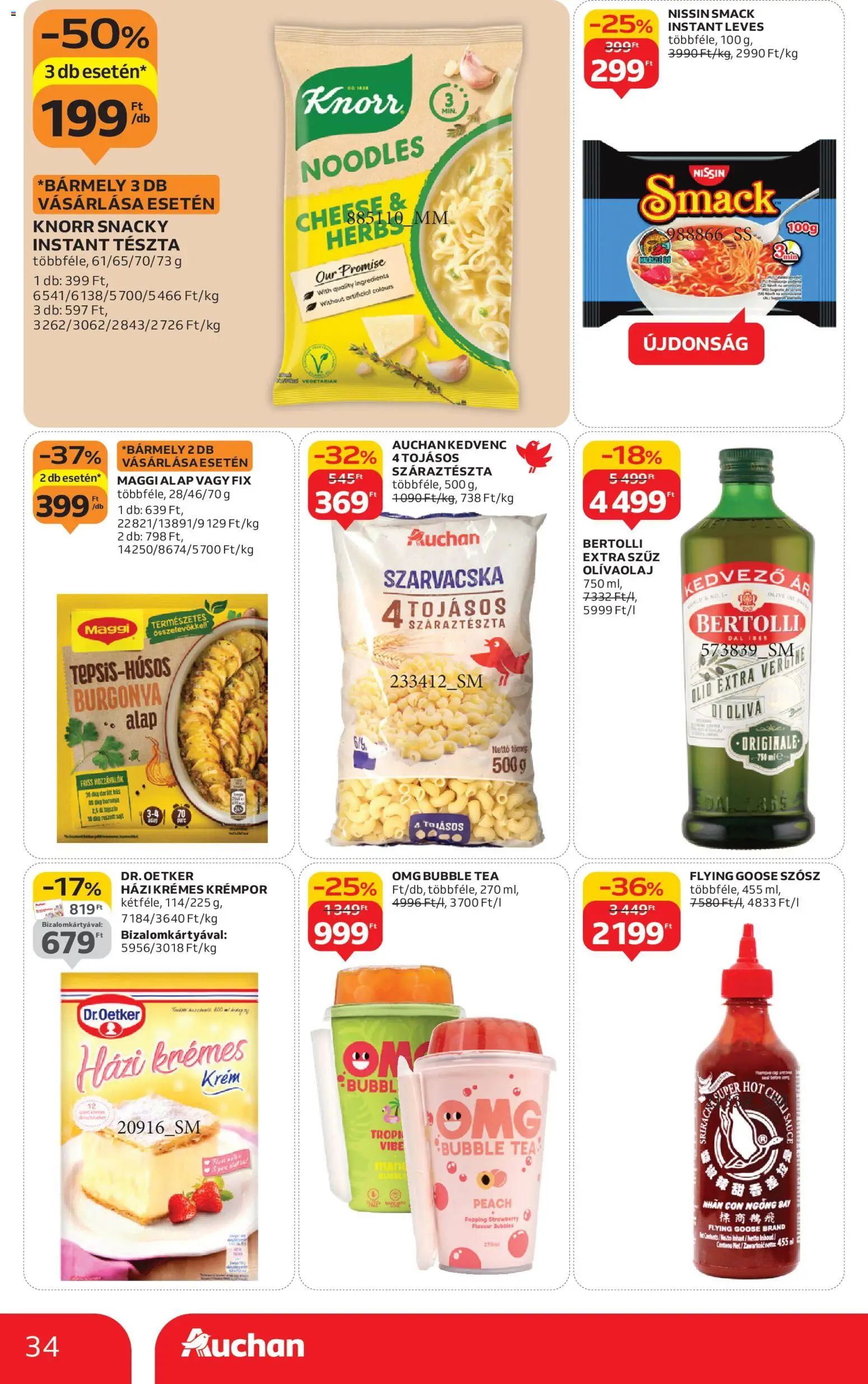 Auchan akciós ujság - amely érvényes a következő dátumtól: 20.11.2025 | Oldal: 34 | Termékek: Burgonya, Tészta, Szósz, Olívaolaj