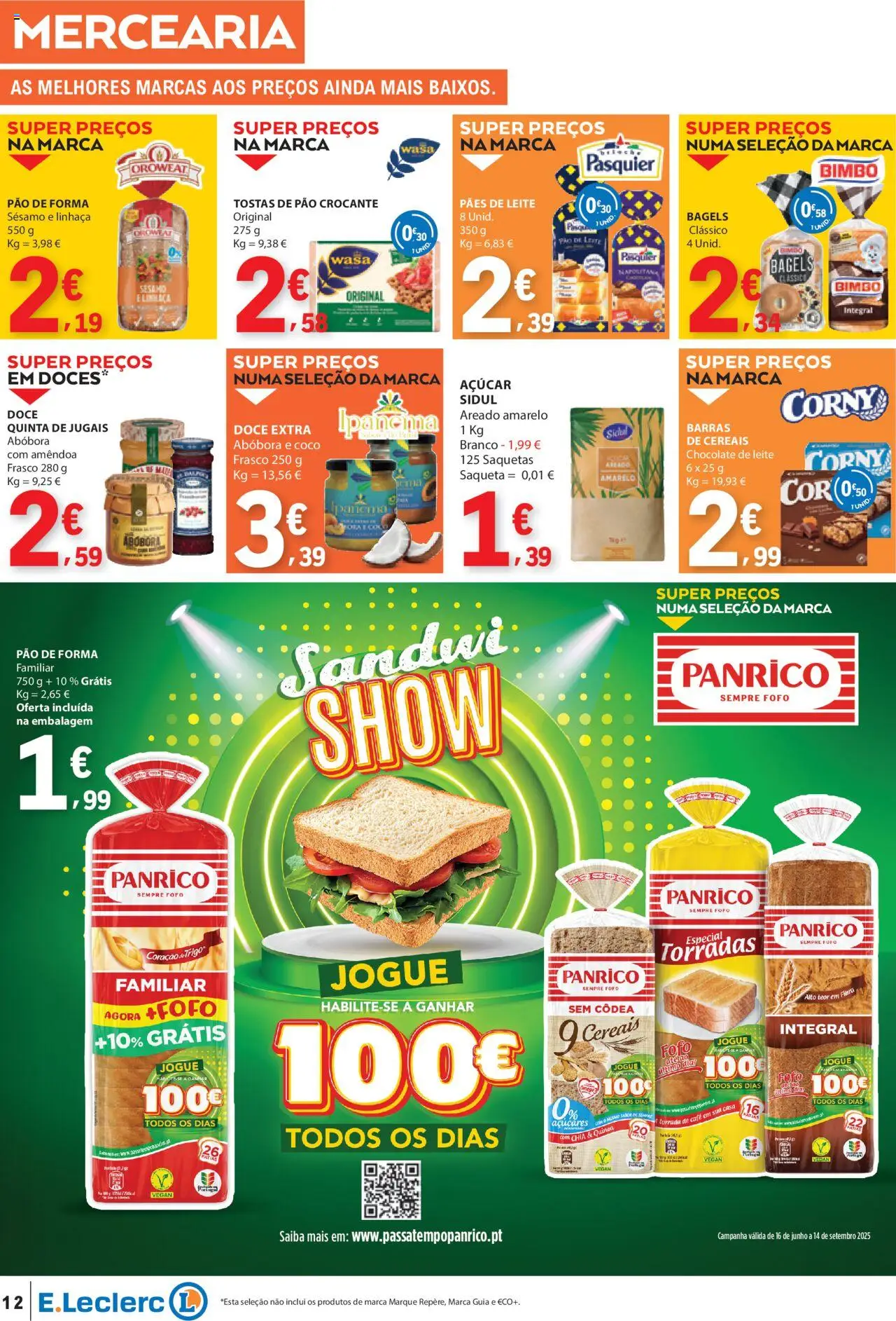E.Leclerc folheto │ válido de 14.08.2025 | Página: 12 | Produtos: Pão, Café, Chocolate, Abóbora