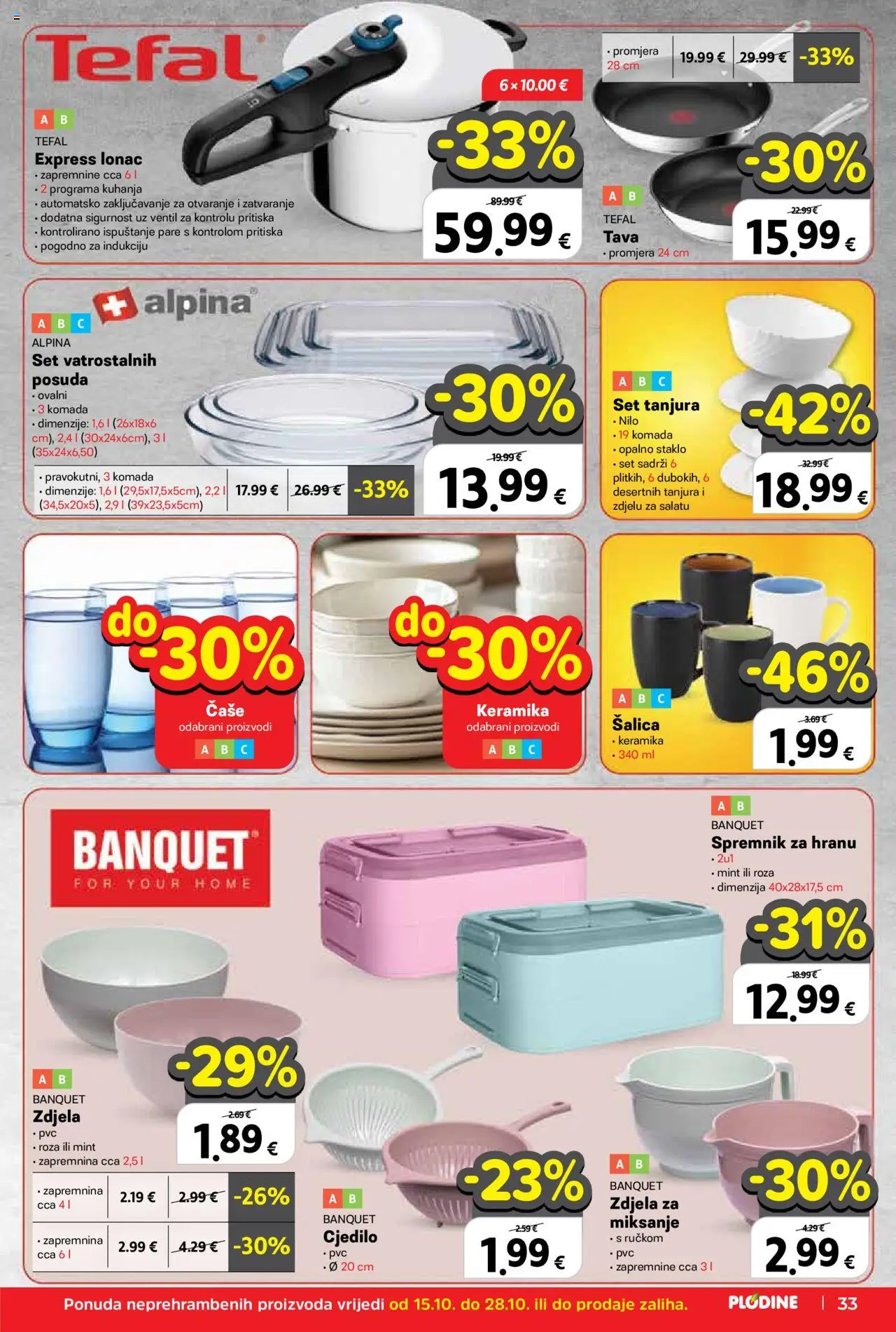 Plodine katalog | vrijedi od 15.10.2025 | Stranica: 35 | Proizvodi: Set tanjura, Čaše, Tava, Lonac