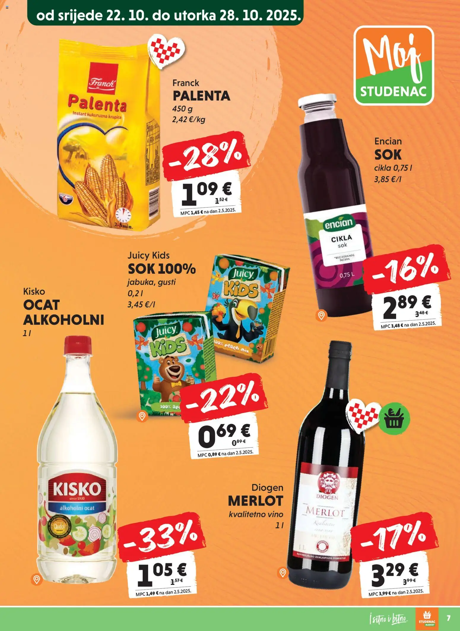 Studenac katalog | vrijedi od 22.10.2025 | Stranica: 7 | Proizvodi: Alkoholni ocat, Vino, Krupica, Ocat