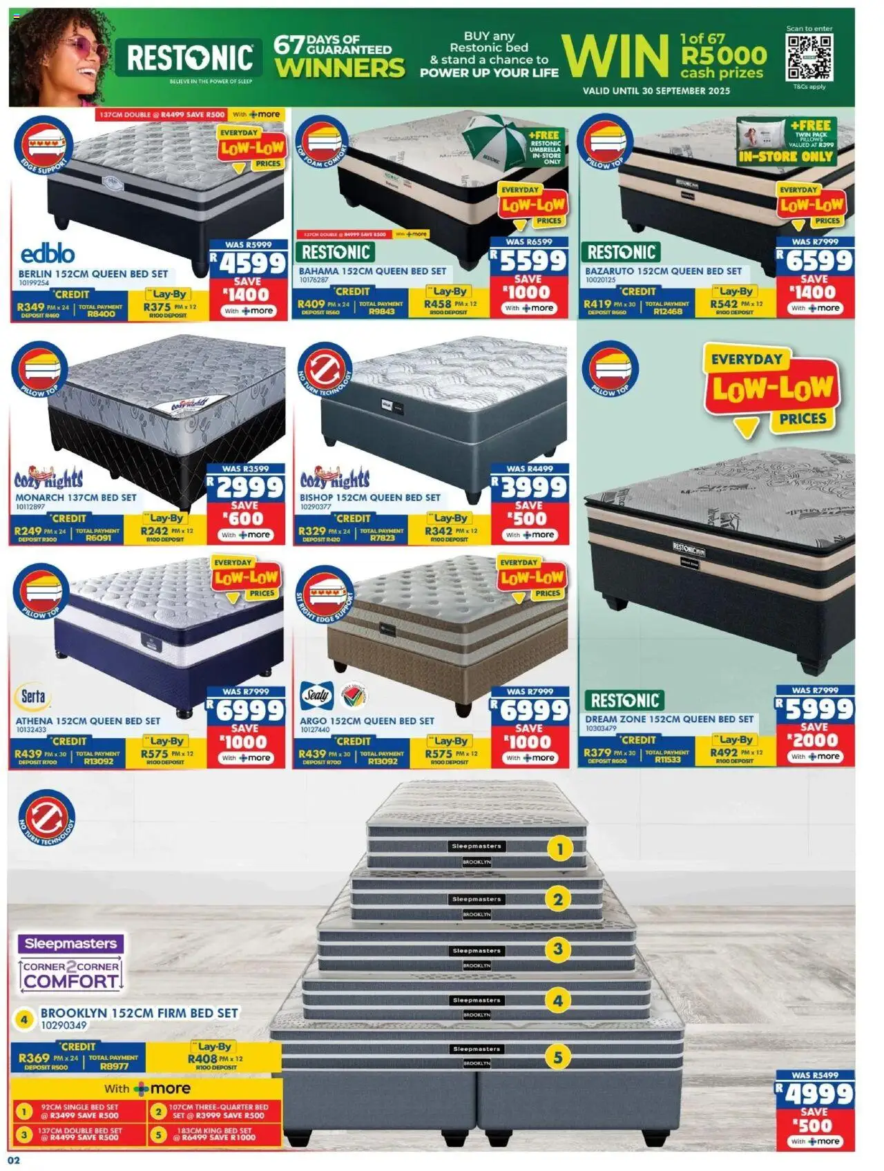 New Russells catalogue – valid from 18.09.2025 | Page: 2 | Products: Double bed, Queen bed, Single bed, Foam