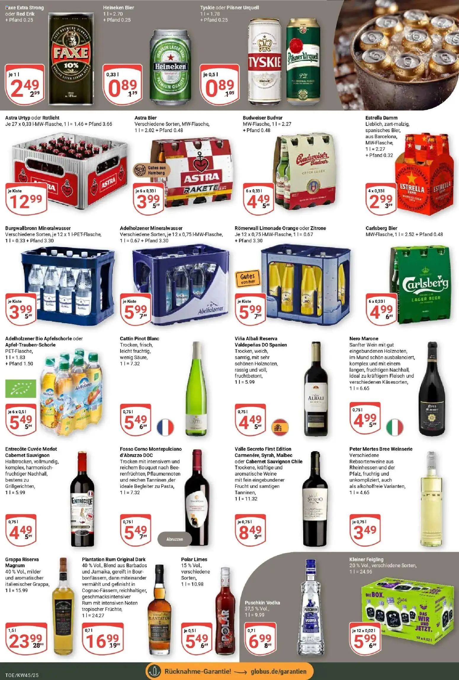 Globus prospekt Tönisvorst	 – gültig ab 02.11.2025 | Seite: 19 | Produkte: Tyskie, Adelholzener, Heineken, Budweiser