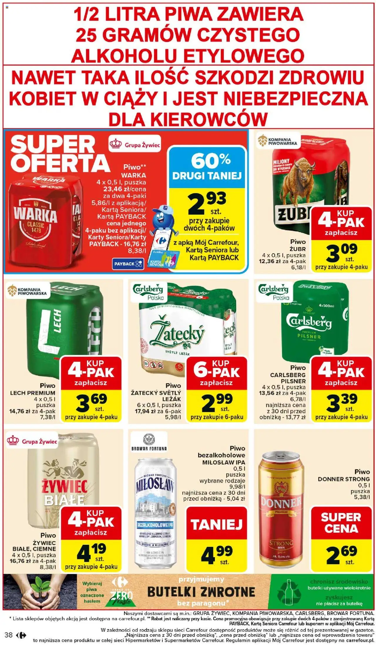 Carrefour Gazetka od 01.09.2025 | Strona: 40 | Produkty: Karta, Leżak, Warka, Piwo