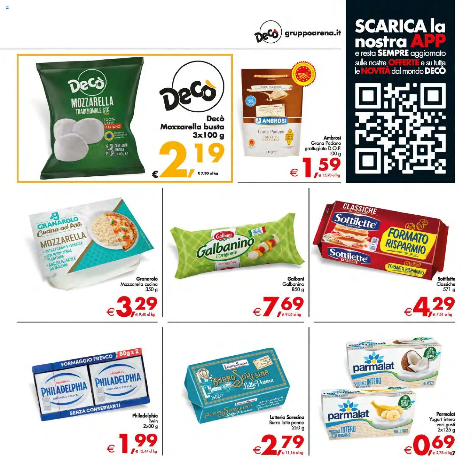 Volantino Decò del 05.01.2026 | Pagina: 7 | Prodotti: Yogurt, Acqua, Latte, Formaggio
