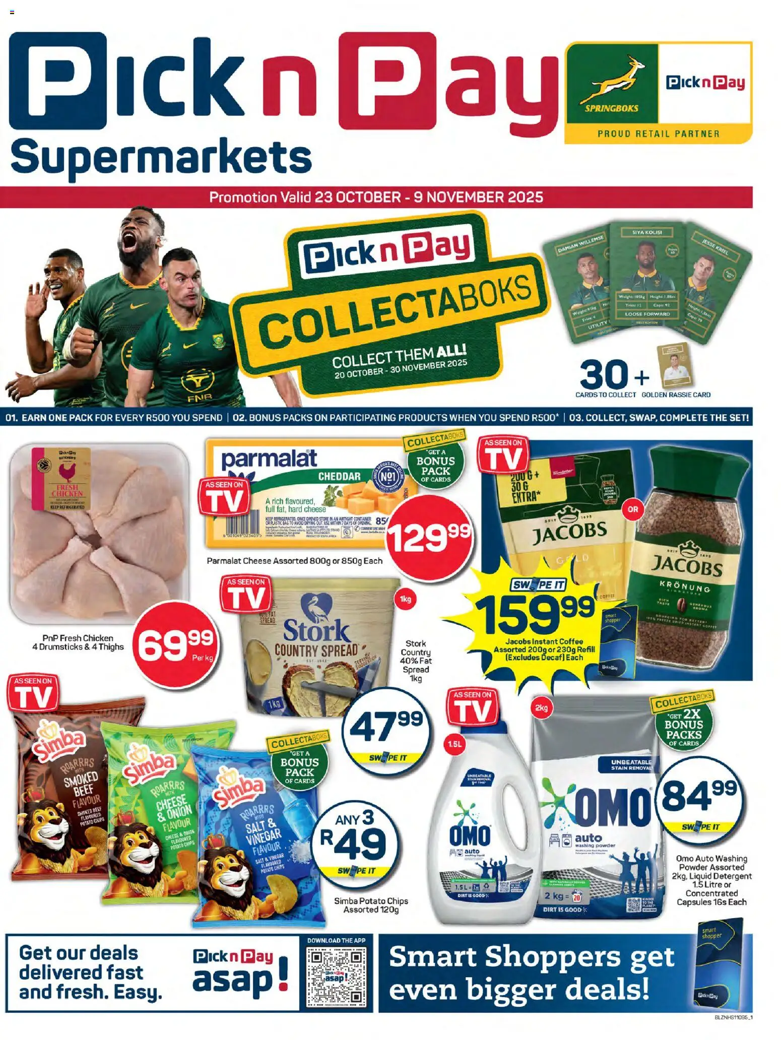 New Pick n Pay catalogue – valid from 23.10.2025 | Page: 1 | Products: Cheese, Vinegar, Beef, Washing powder