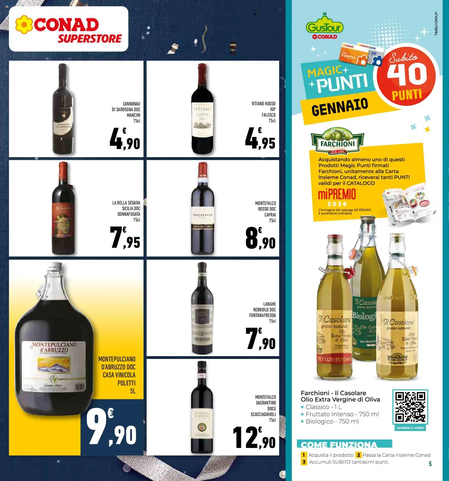Volantino Conad del 27.12.2025 | Pagina: 5 | Prodotti: Olio, Olive, Video, Olio extra vergine