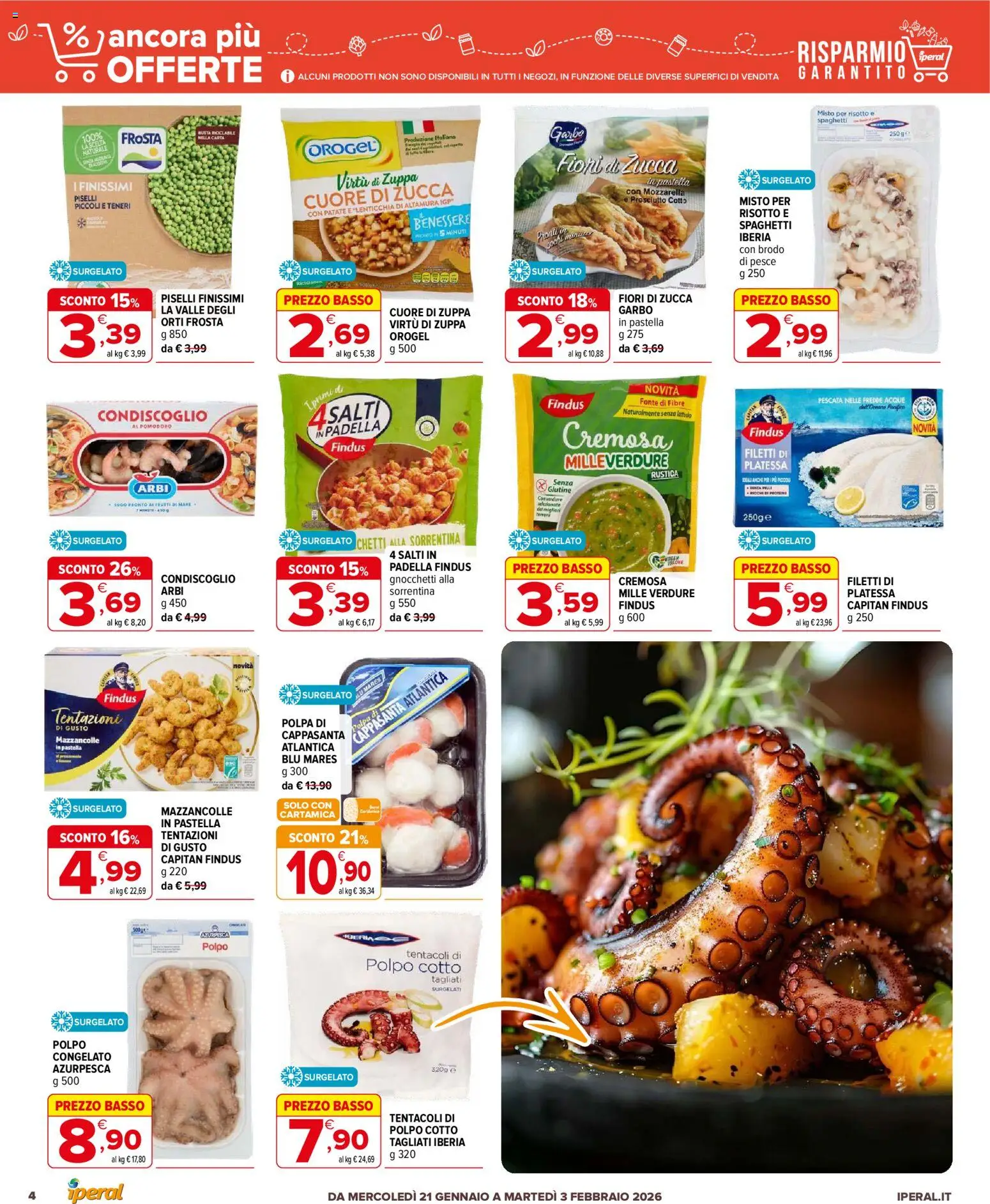 Volantino Iperal del 21.01.2026 | Pagina: 4 | Prodotti: Pesce, Patate, Mozzarella, Prosciutto