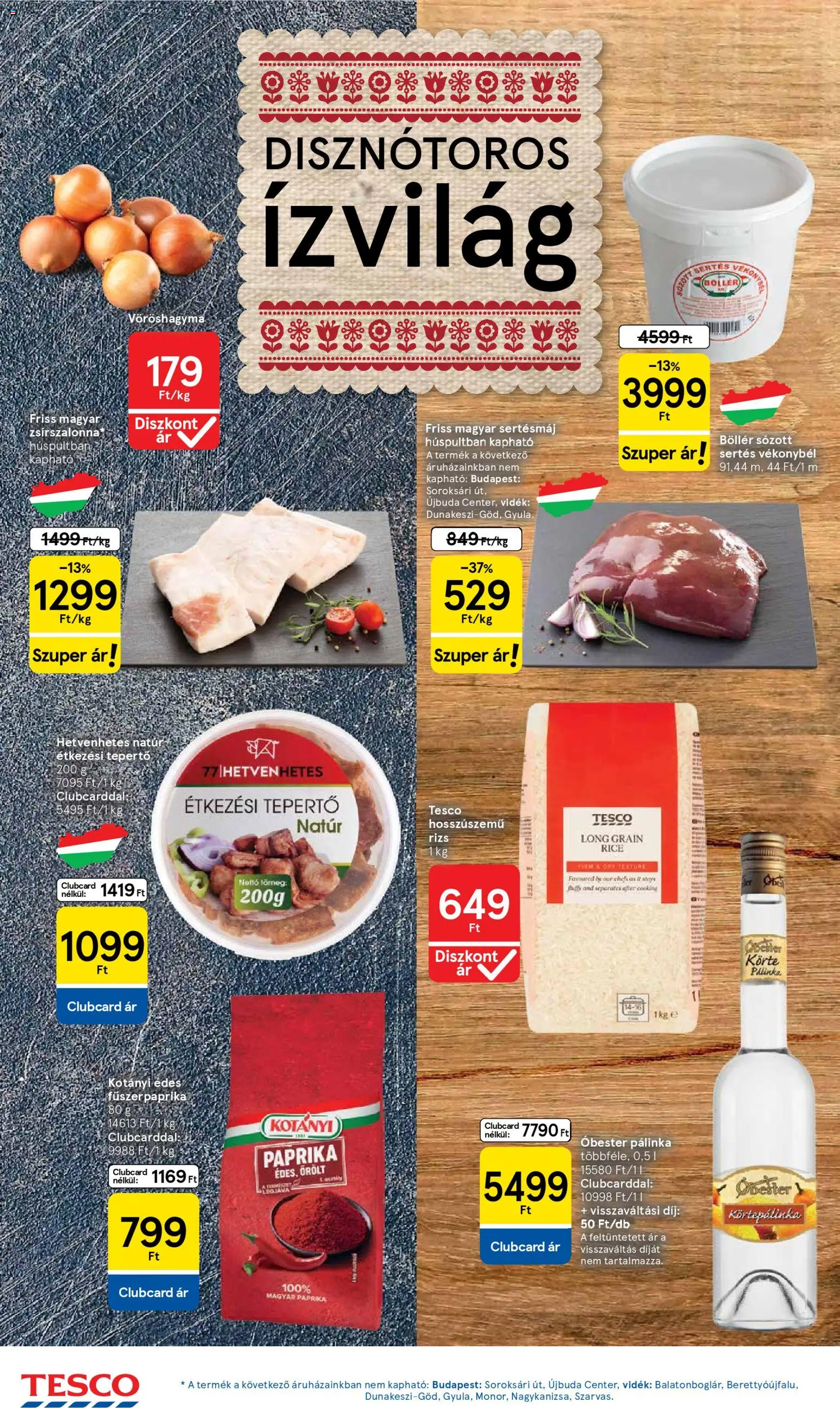Tesco akciós ujság - amely érvényes a következő dátumtól: 29.01.2026 | Oldal: 12 | Termékek: Körte, Sertésmáj, Pálinka, Rizs
