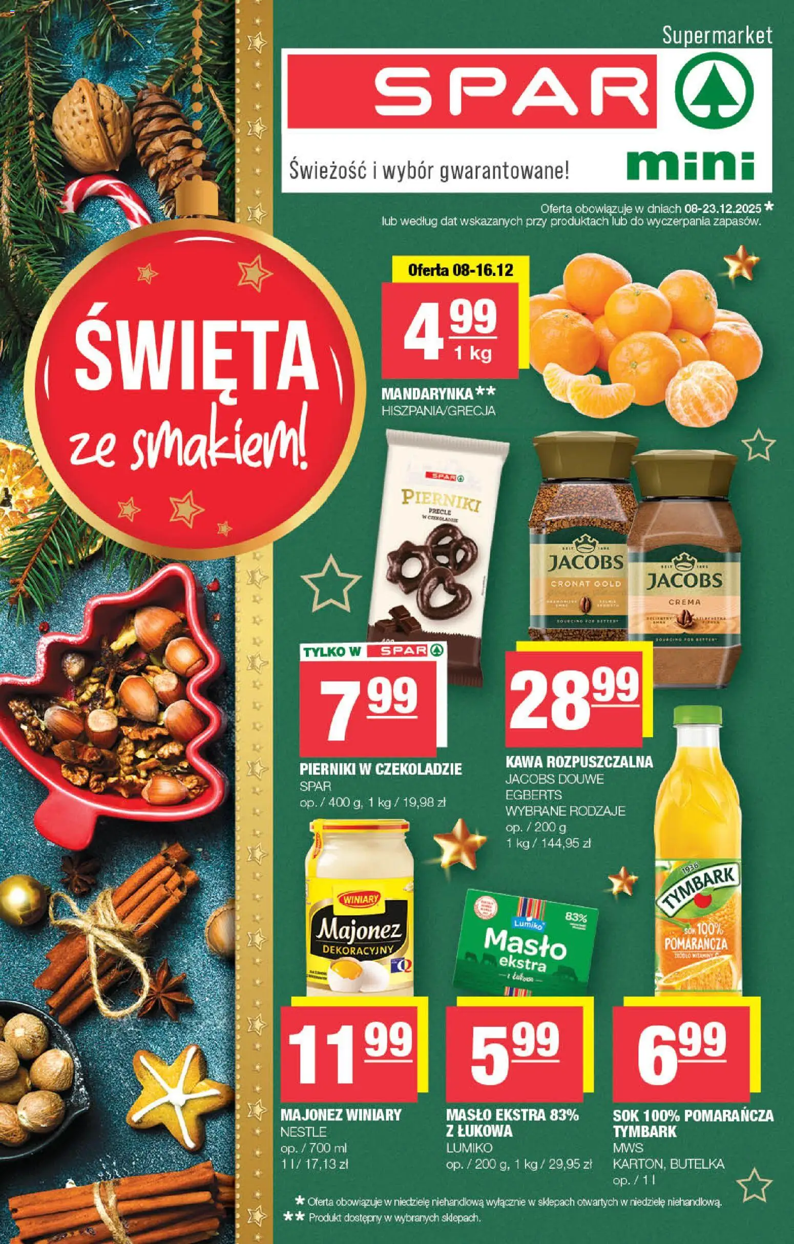 Spar Gazetka - Mini od 08.12.2025 | Strona: 1 | Produkty: Pierniki, Kawa rozpuszczalna, Pierniki w czekoladzie, Sok