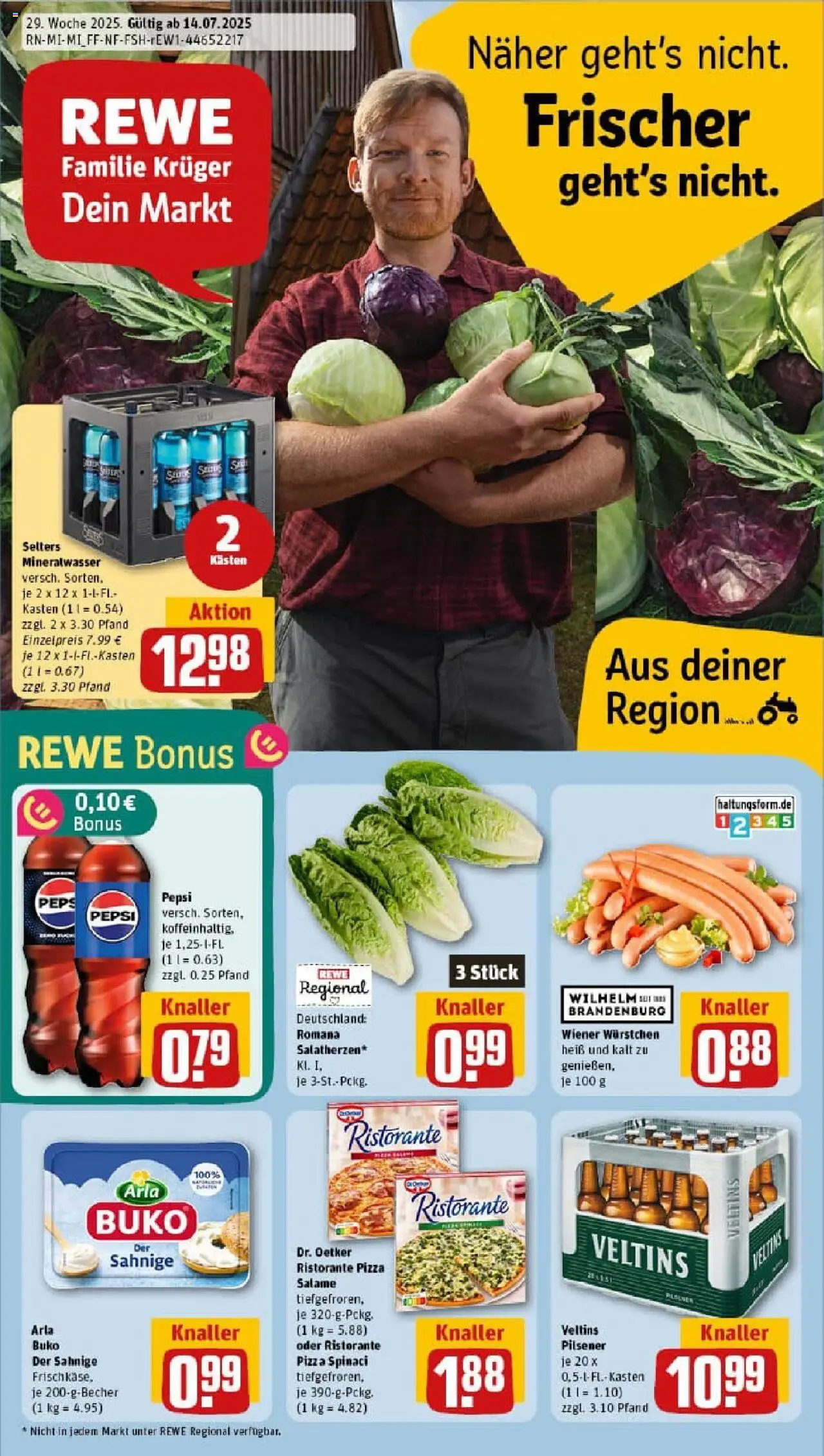 Rewe prospekt Bad Kreuznach	 - gültig ab dem 13.07.2025 | Seite: 1 | Produkte: Cola, Arla buko, Pepsi, Pizza