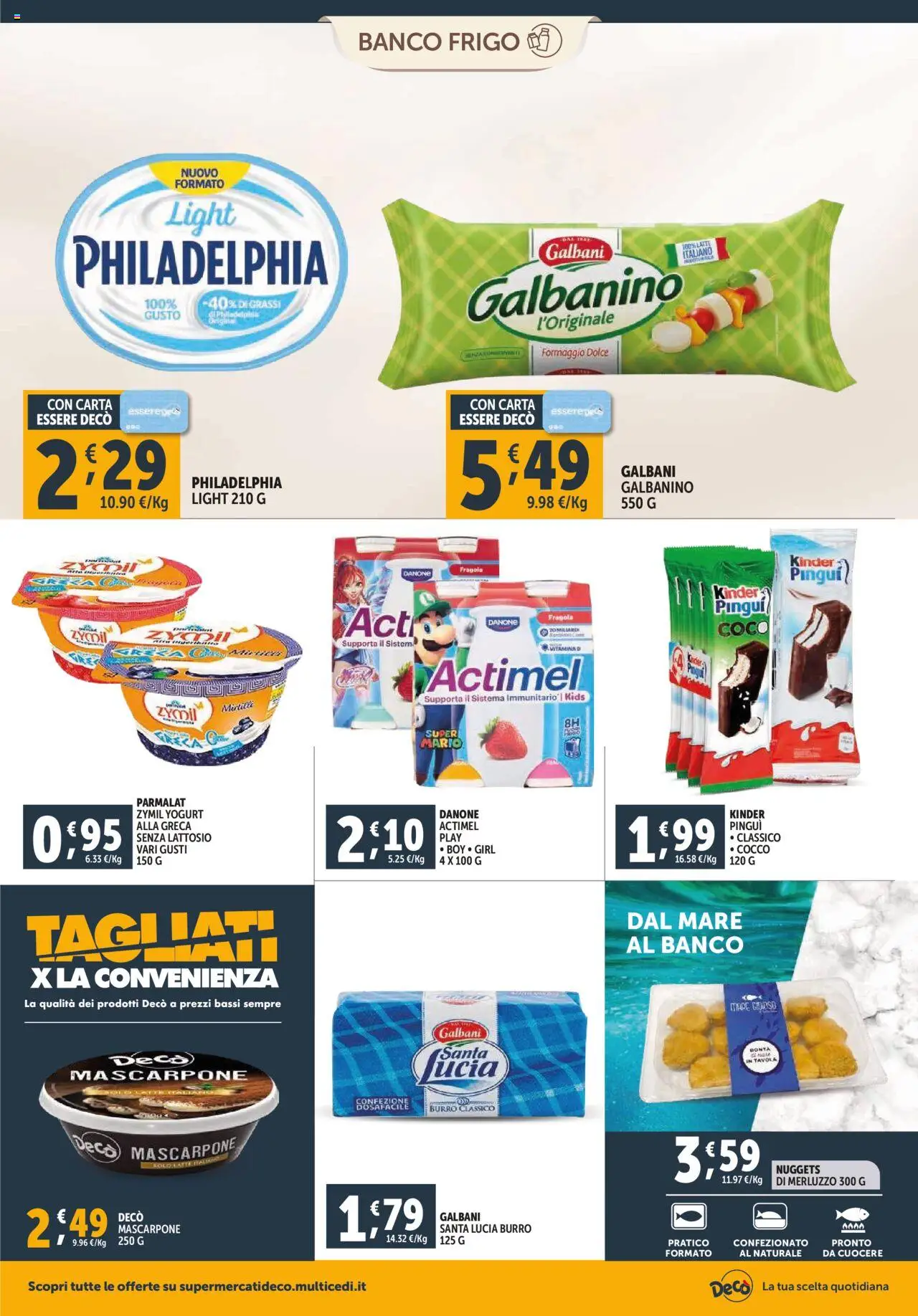 Volantino Decò del 16.10.2025 | Pagina: 8 | Prodotti: Merluzzo, Nuggets, Formaggio, Mirtilli