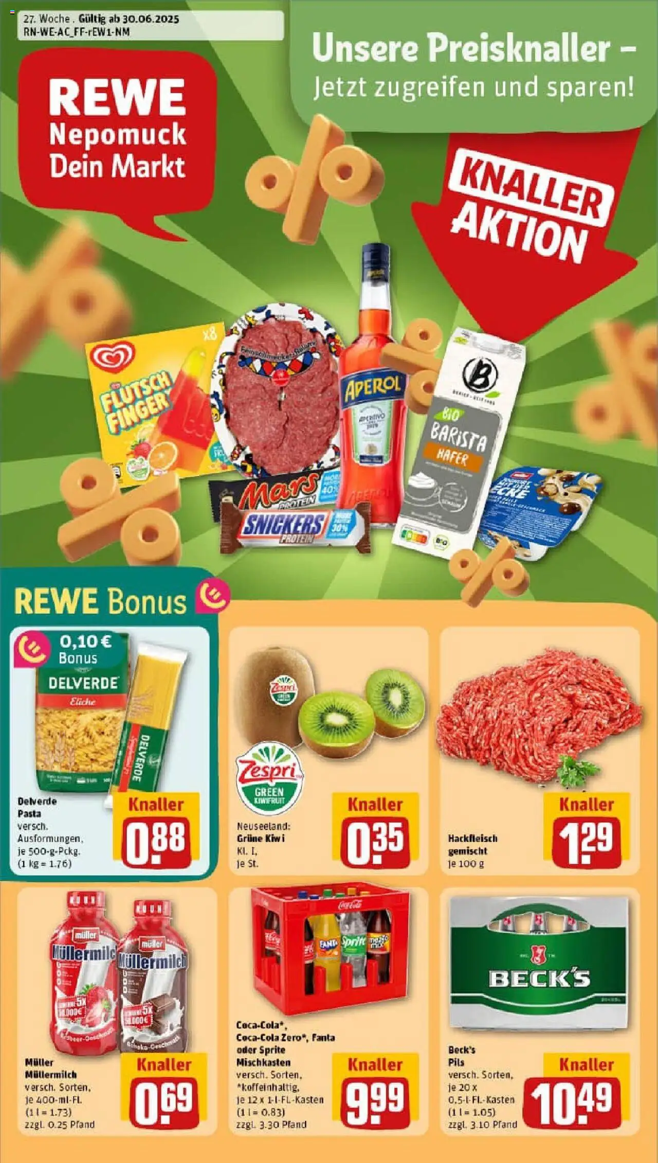Rewe prospekt Aachen / Walheim	 - gültig ab dem 29.06.2025 | Seite: 1 | Produkte: Fanta, Müllermilch, Kiwi, Hackfleisch
