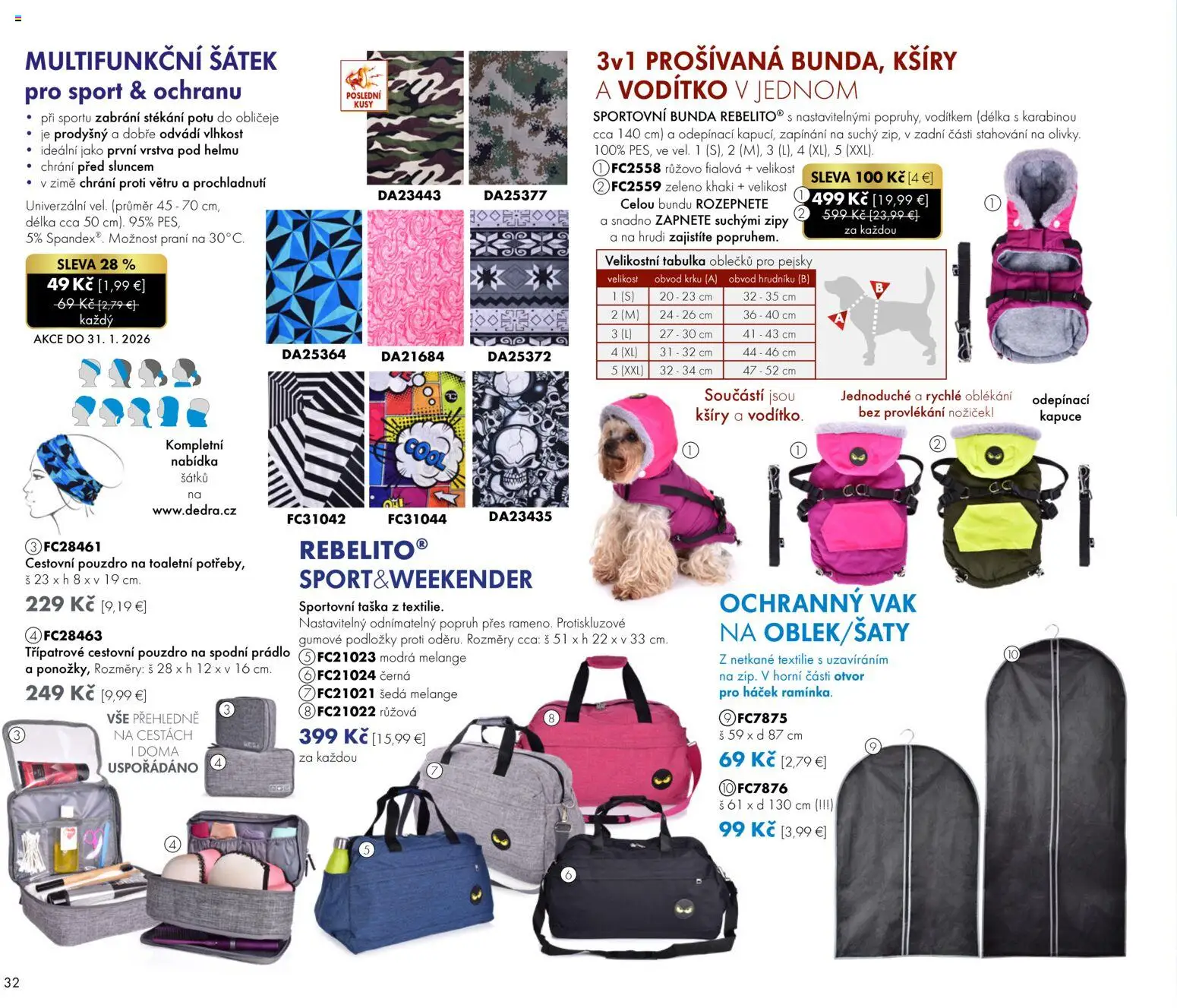 Nové Dedra akcie – leták je platný od 01.01.2026 | Strana: 32 | Produkty: Bunda, Taška
