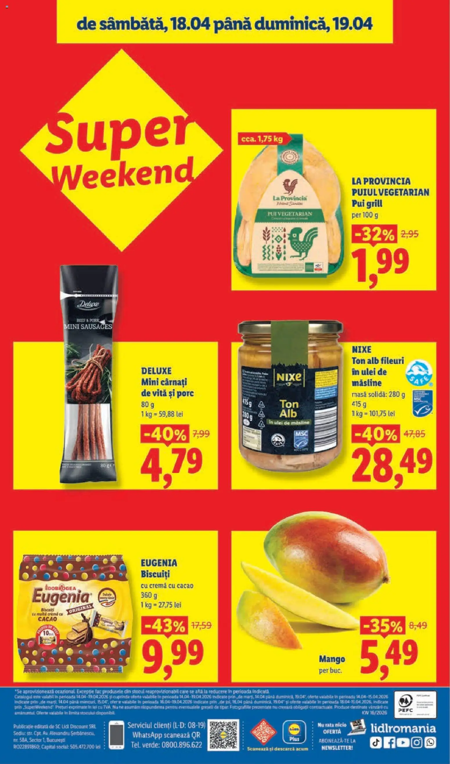 Noul catalog Lidl – valabil de la 14.04.2026 | Pagină: 40 | Produse: Rață, Ulei, Mango, Cârnați
