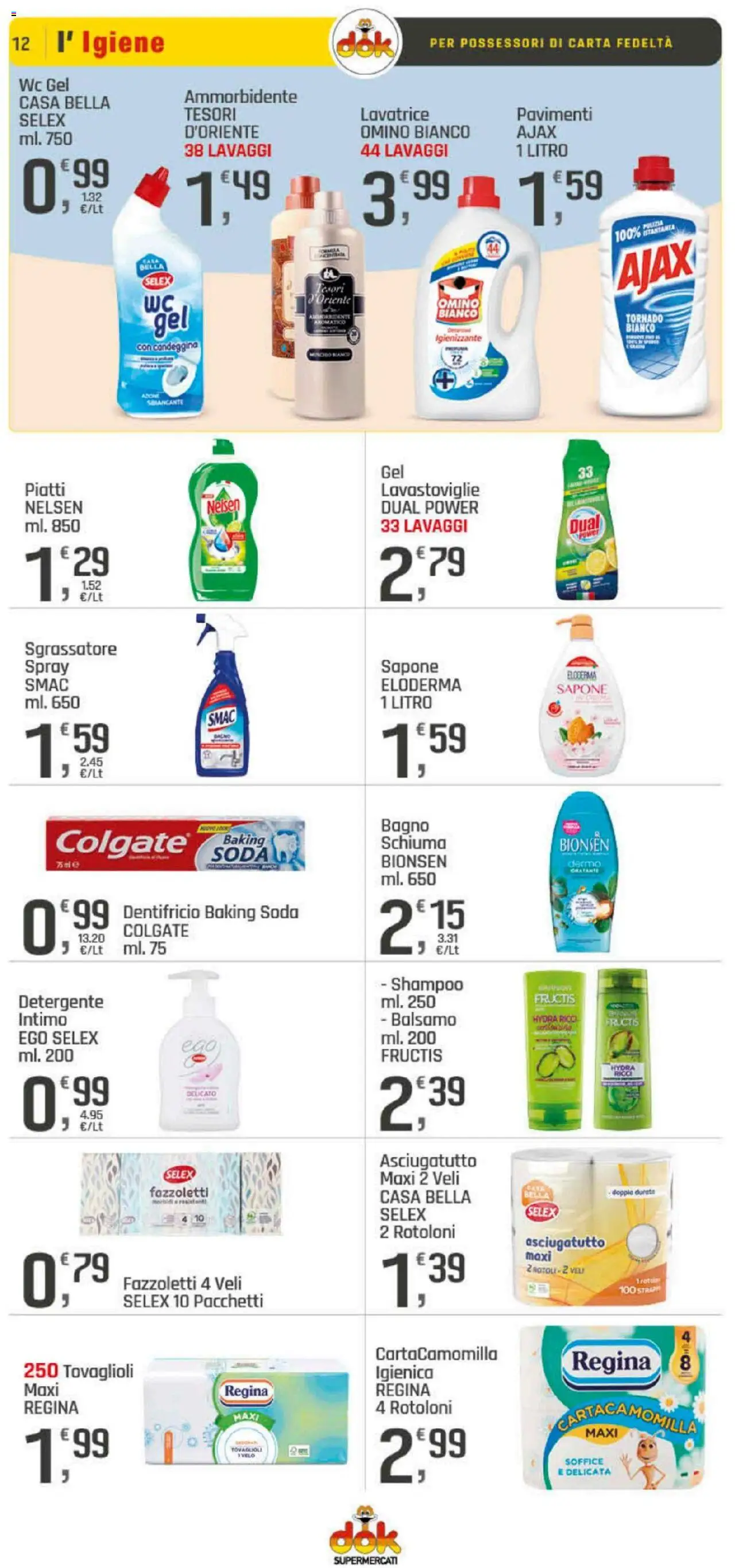 Volantino DOK del 23.10.2025 | Pagina: 12 | Prodotti: Fazzoletti, Sgrassatore, WC, Bagno