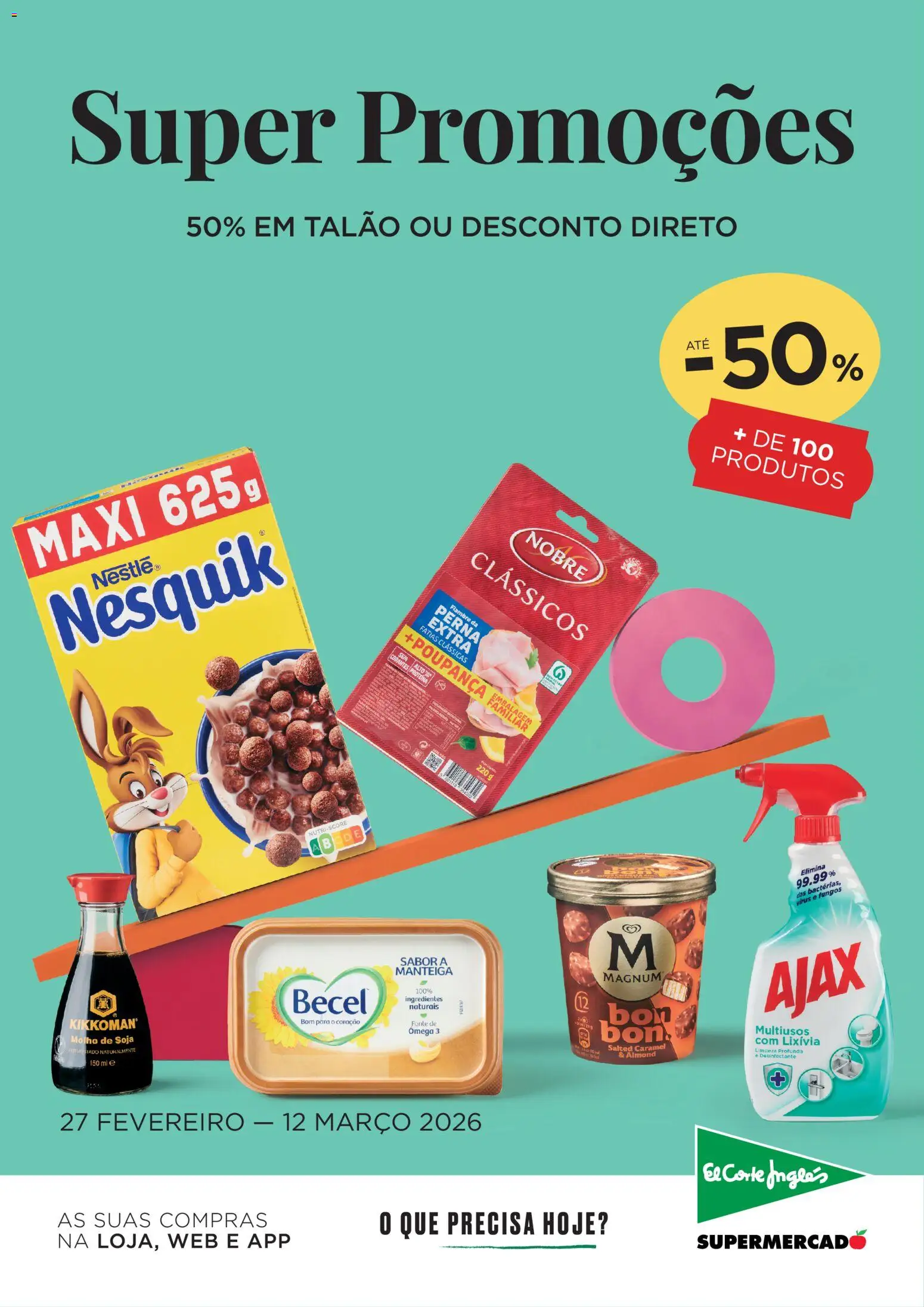 El Corte Ingles folheto │ válido de 27.02.2026 | Página: 1 | Produtos: Soja, Ômega 3, Manteiga, Proteina