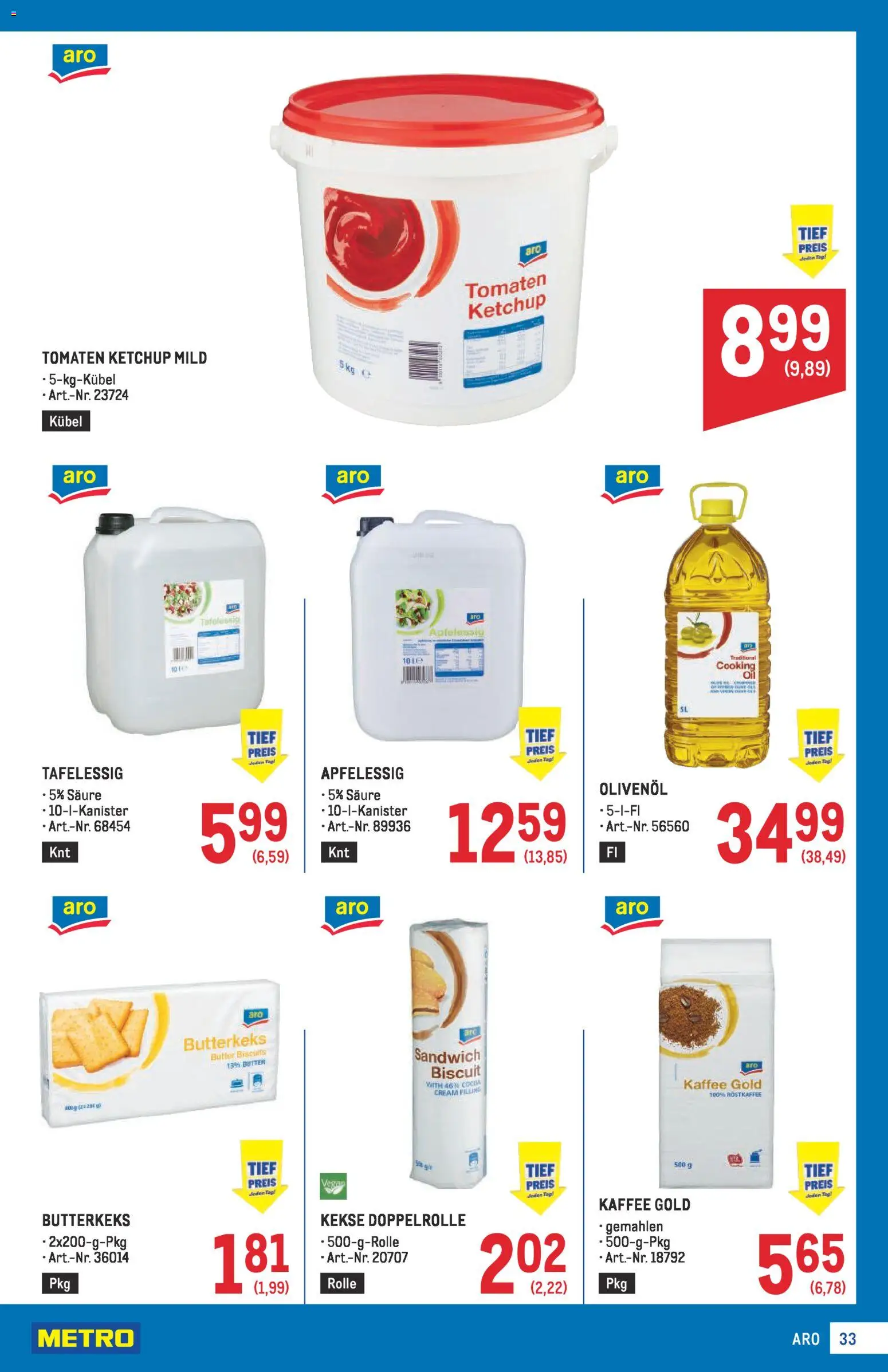 Metro Profi gültig ab 08.01.2026 | Seite: 33 | Produkte: Ketchup, Kekse, Kaffee, Tomaten