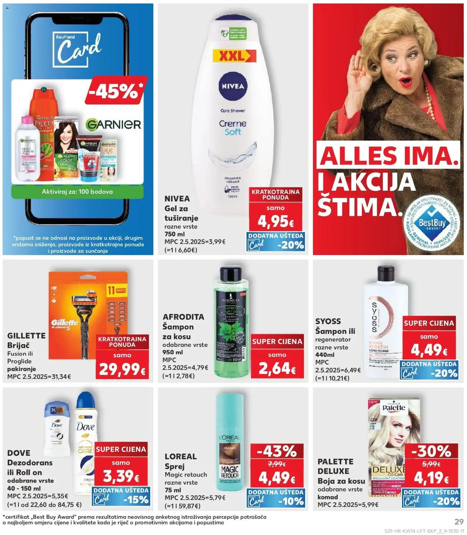 Kaufland katalog | vrijedi od 01.04.2026 | Stranica: 29 | Proizvodi: Regenerator, Gel za tuširanje, Dezodorans, Garnier