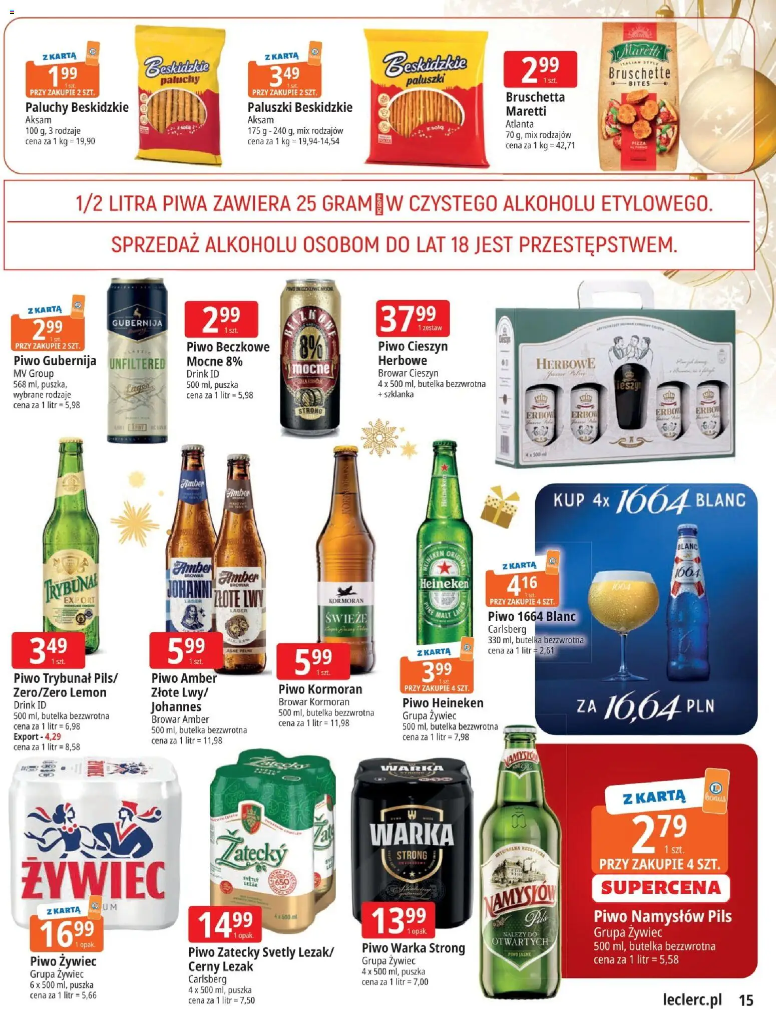 E.Leclerc Gazetka - Zielona Góra od 02.12.2025 | Strona: 15 | Produkty: Karta, Leżak, Warka, Piwo