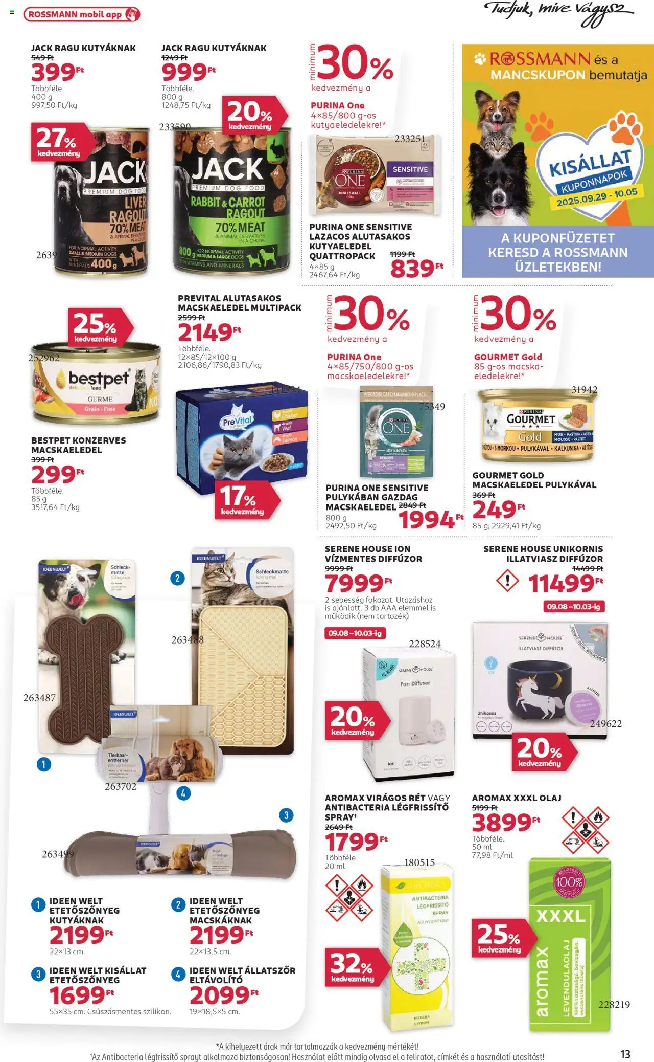 Rossmann akciós ujság - amely érvényes a következő dátumtól: 22.09.2025 | Oldal: 15 | Termékek: Macskaeledel, Illóolaj, Olaj, Diffúzor