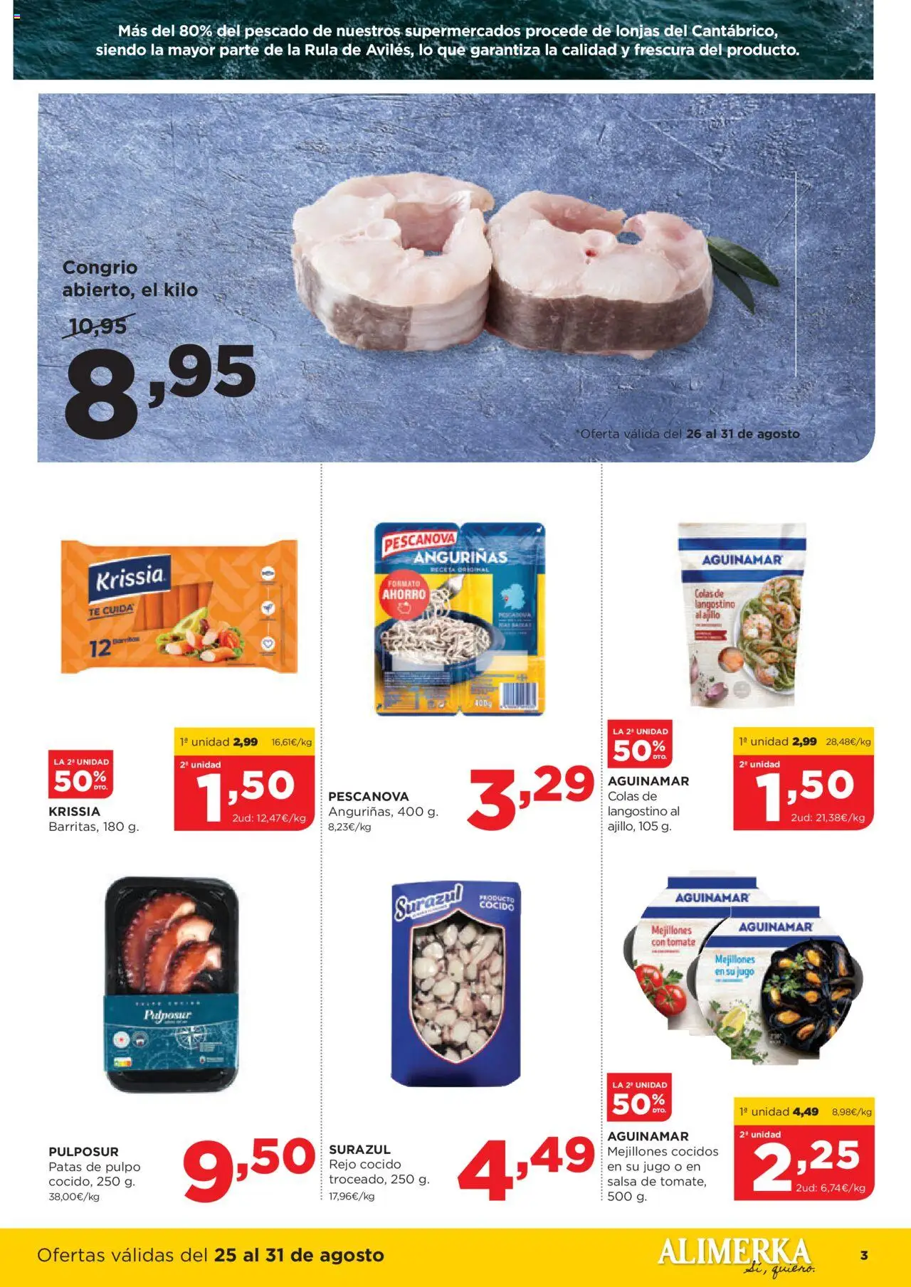 Alimerka folleto Castilla y León │ válido desde el 25.08.2025 | Página: 3 | Productos: Jugo, Pescado, Té, Langostino
