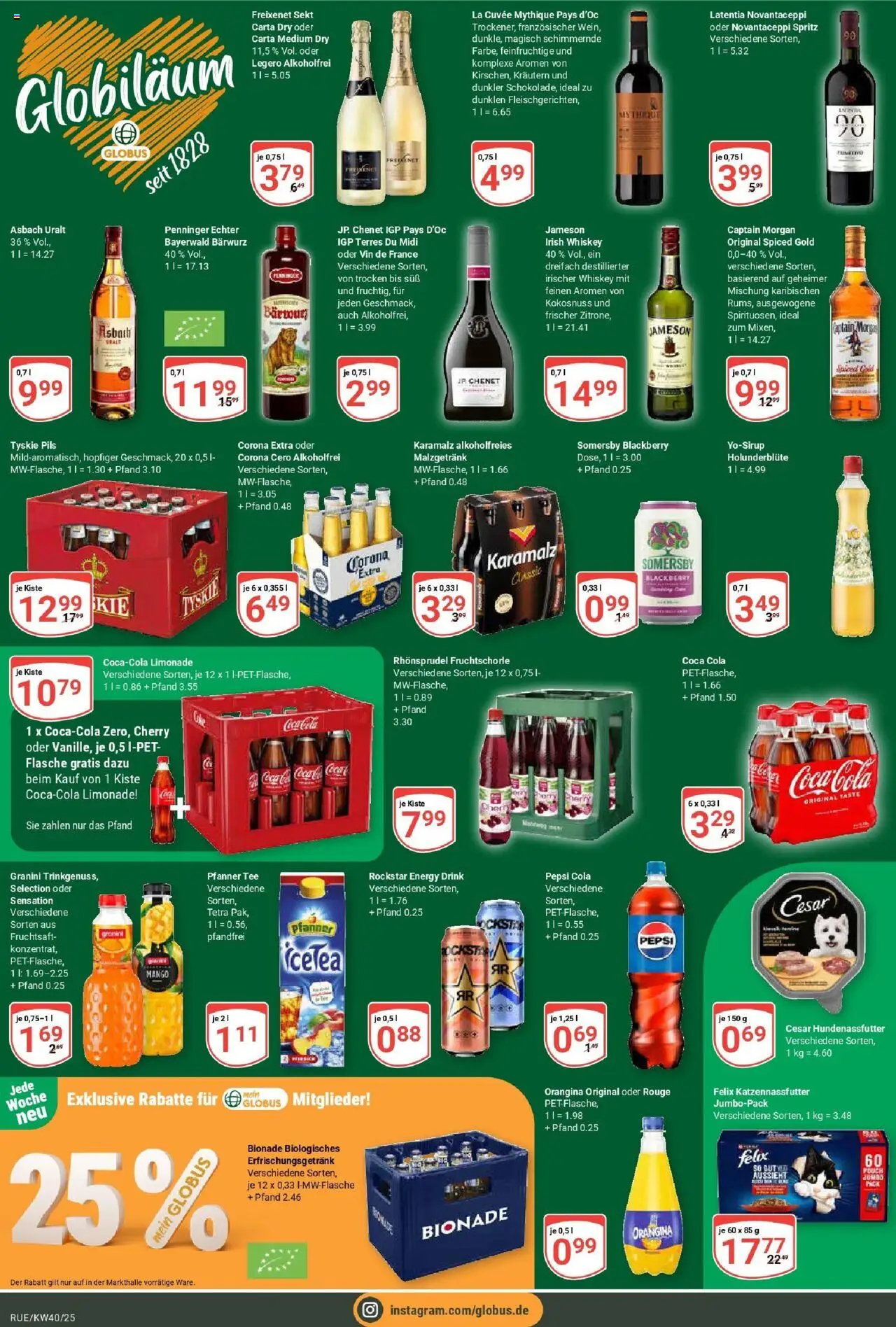 Globus prospekt Rüsselsheim	 – gültig ab 28.09.2025 | Seite: 4 | Produkte: Pils, Mango, Tee, Asbach
