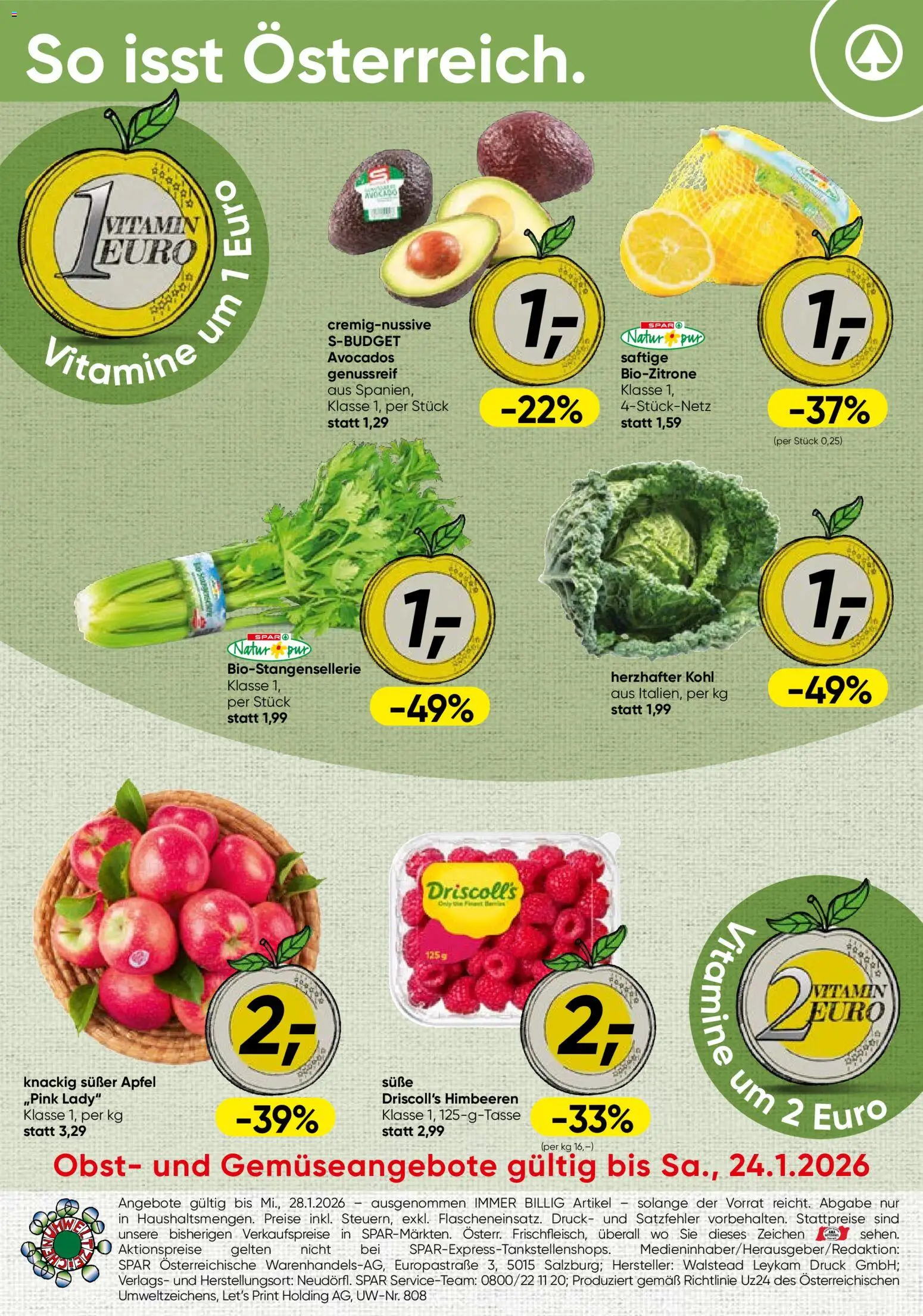 Spar Obst & Gemüse - Steiermark gültig ab 19.01.2026 | Seite: 1 | Produkte: Obst, Äpfel