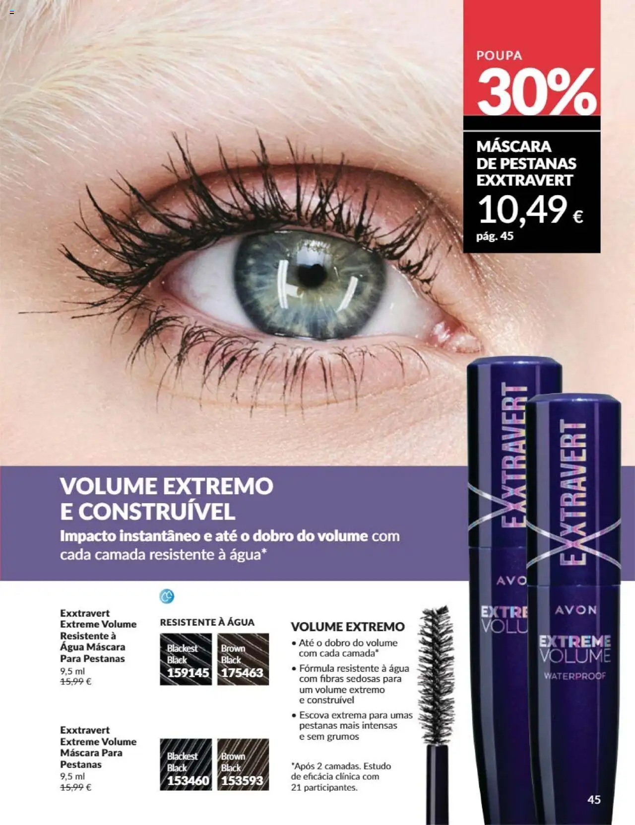 Catálogo Avon Campanha 6 │ válido de 01.06.2025 | Página: 45 | Produtos: Agua, Máscara de pestanas