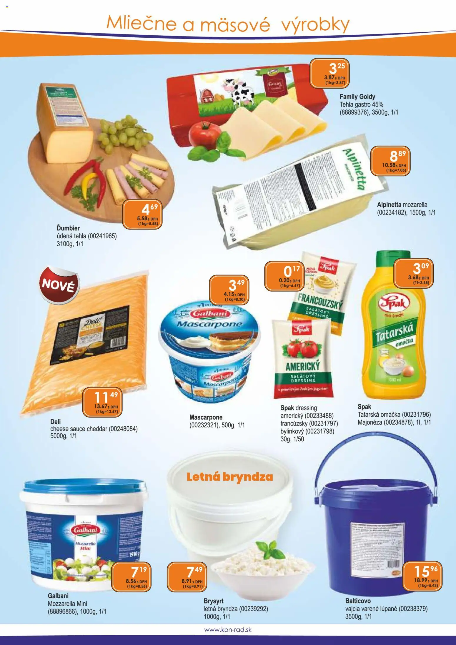 Nové KON - RAD akcie – leták je platný od 01.05.2026 | Strana: 36 | Produkty: Mozzarella, Bryndza, Tatárska omáčka, Mascarpone