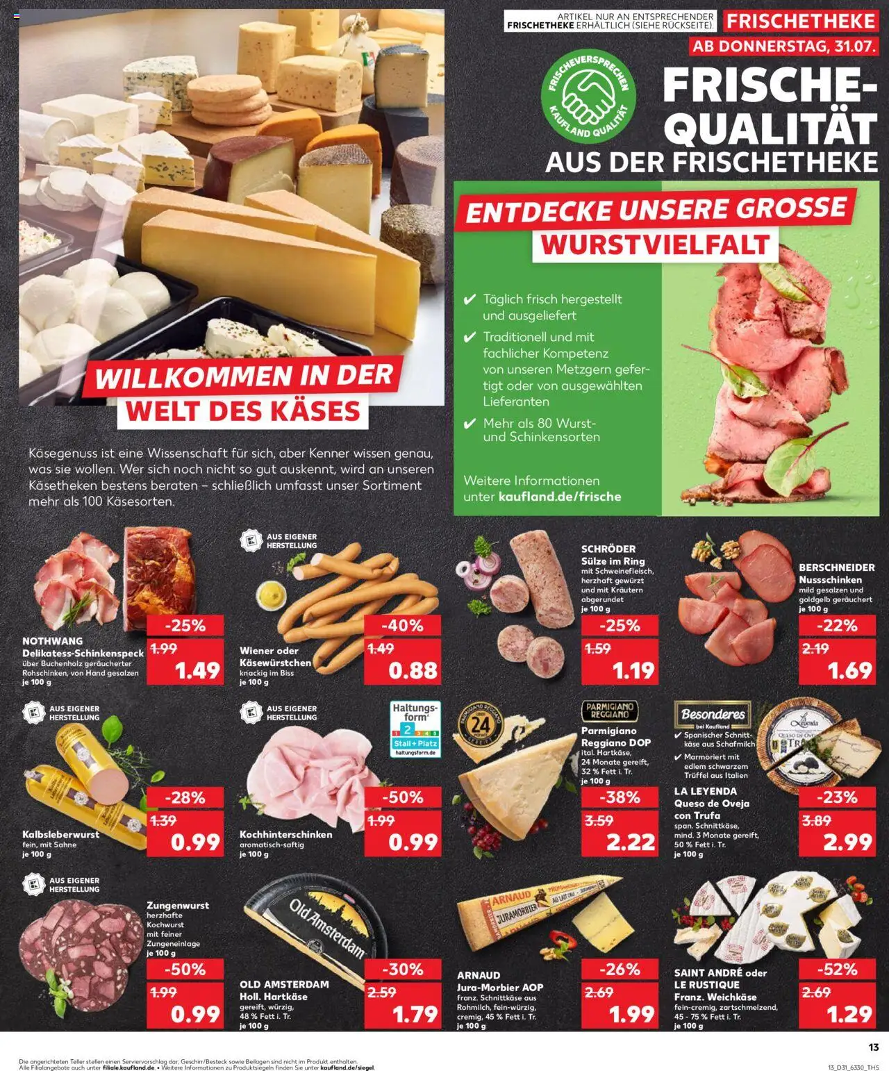 Kaufland prospekt Kiel	 - gültig ab dem 31.07.2025 | Seite: 13 | Produkte: Käse, Wurst, Sahne