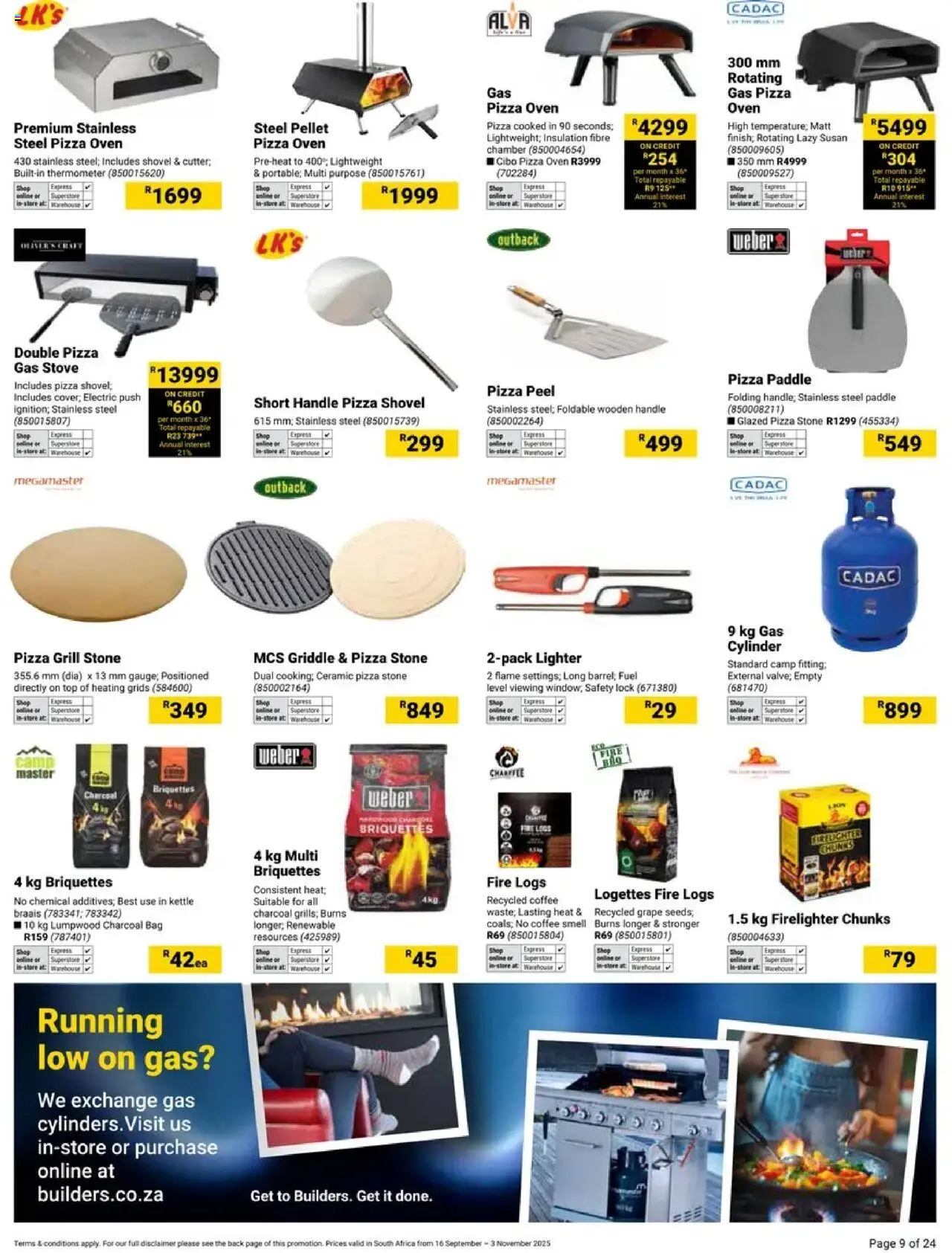 New Builders catalogue – valid from 16.09.2025 | Page: 9 | Products: Grill, Thermometer, Lock, Gas stove