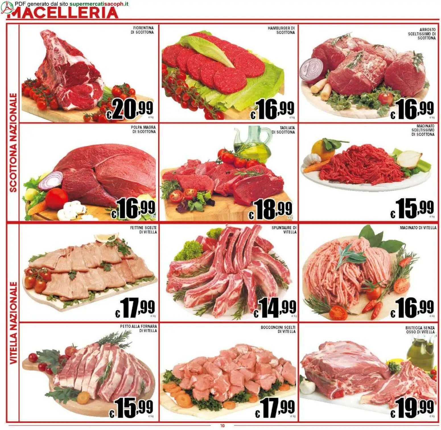 Volantino Sacoph del 13.02.2026 | Pagina: 10 | Prodotti: Arrosto, Hamburger, Macinato