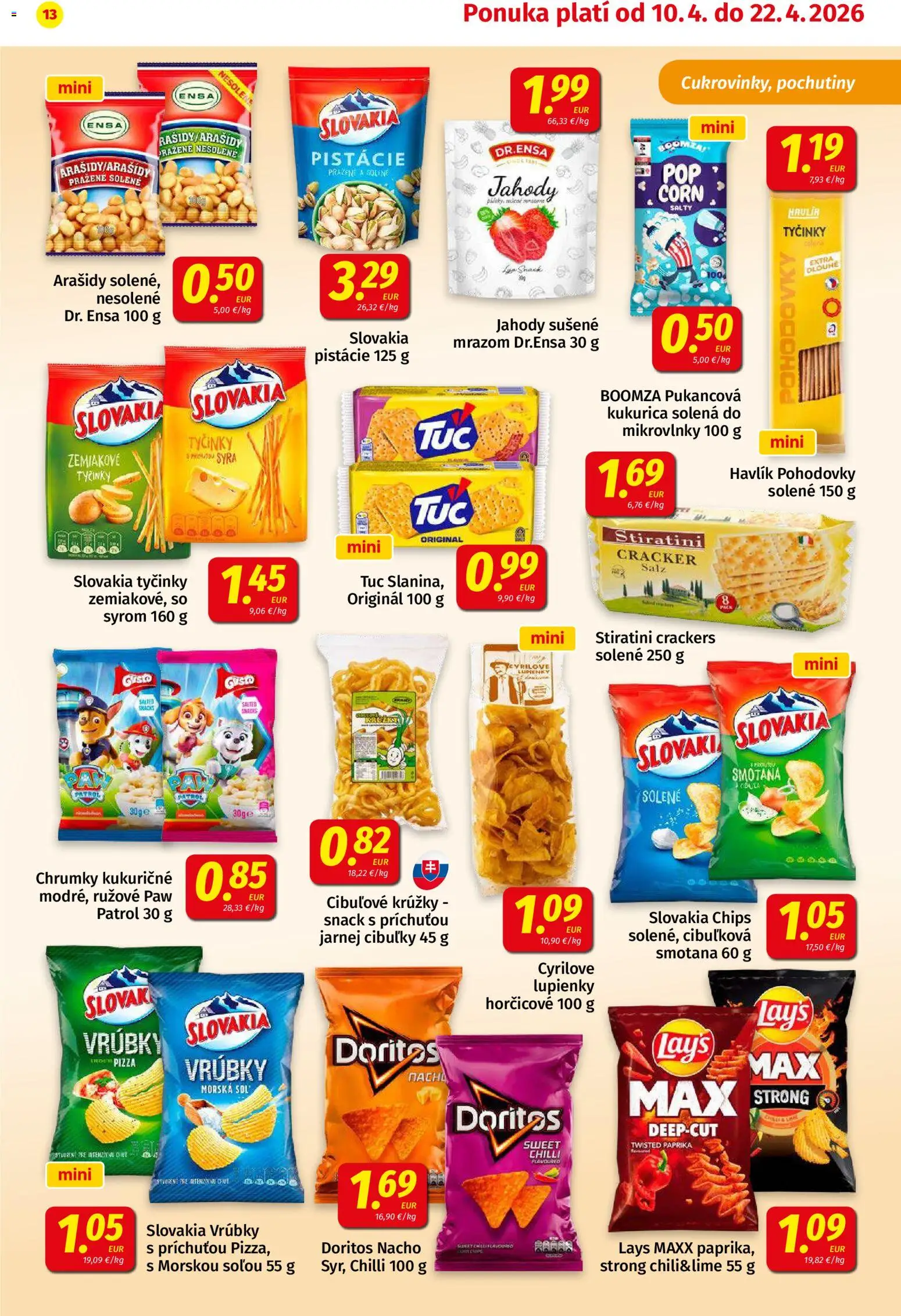 Nové Koruna akcie – leták je platný od 10.04.2026 | Strana: 13 | Produkty: Chilli, Jahody, Cibuľa, Soľ