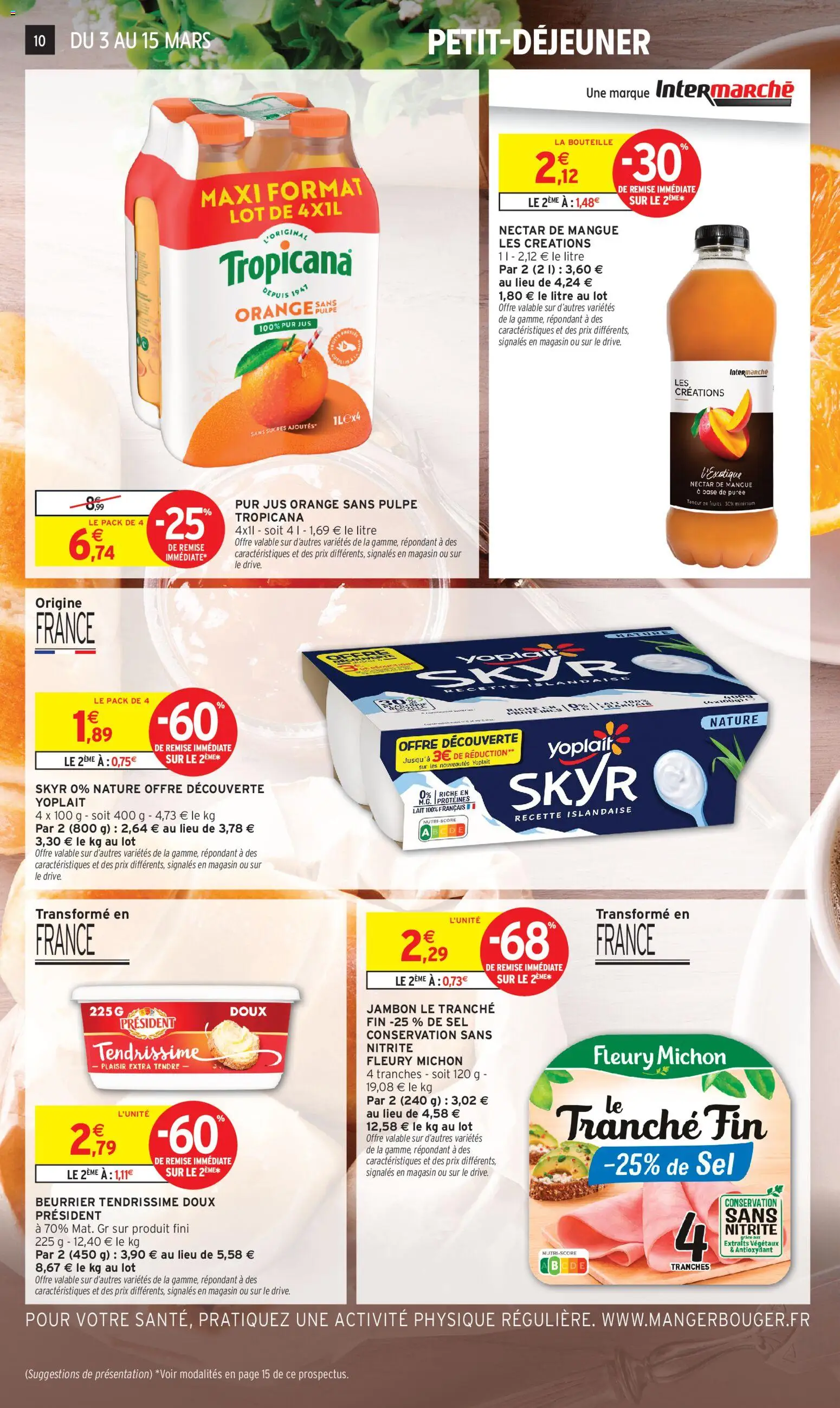 {H1} | Page: 10 | Produits: Orange, Sel, Lait, Jambon