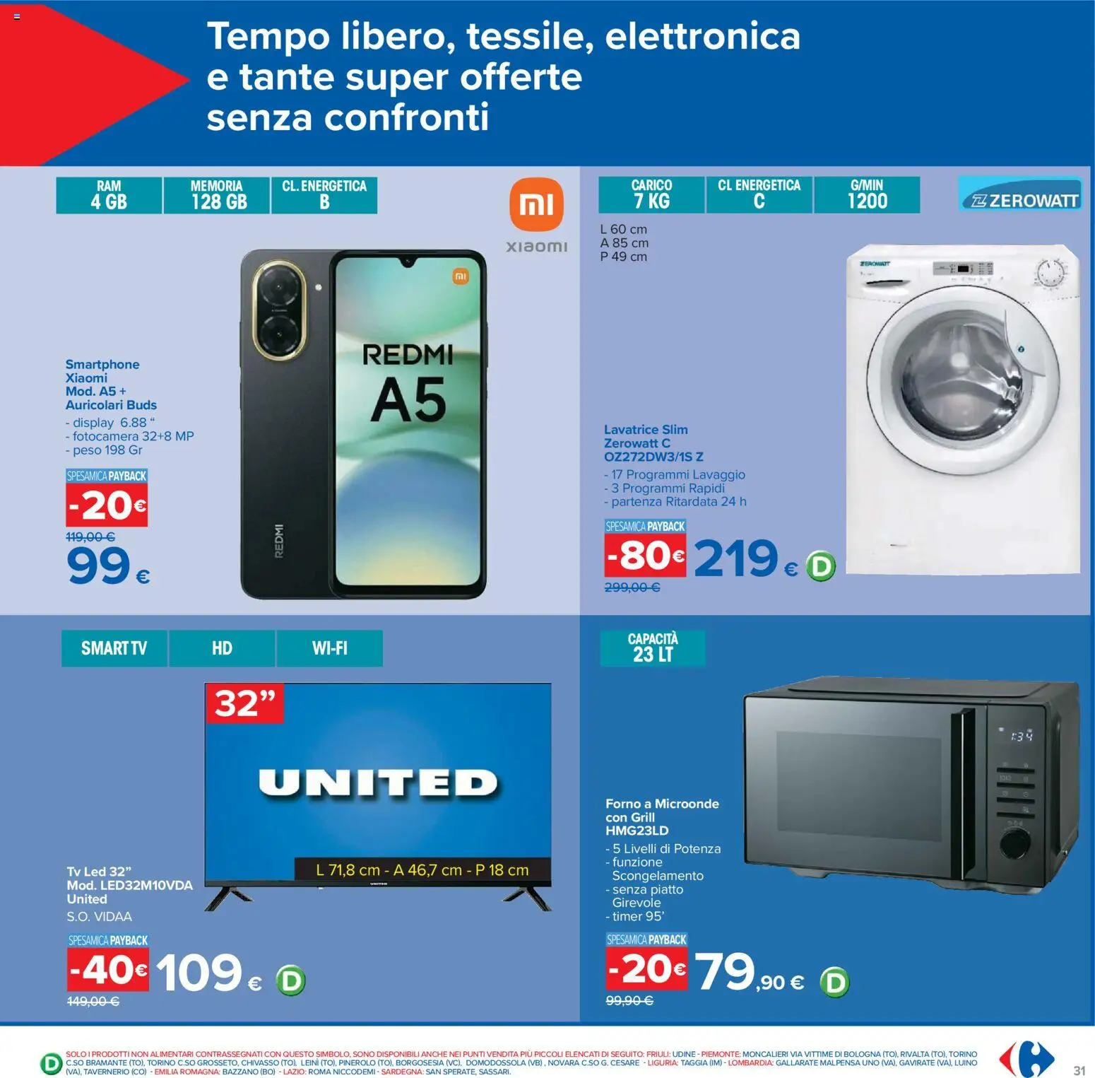 Volantino Carrefour del 02.03.2026 | Pagina: 31 | Prodotti: Smartphone, TV, Fotocamera, Piatto