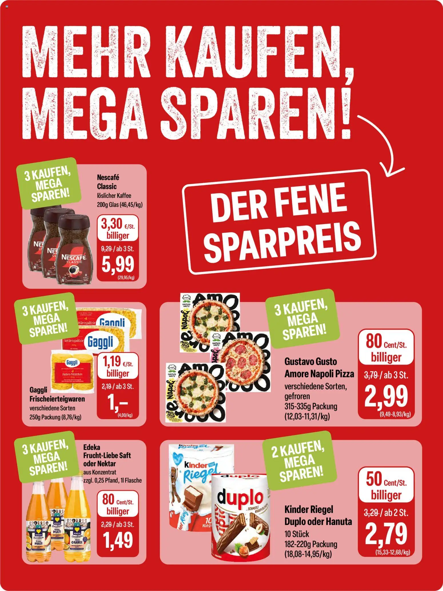 Feneberg Angebote – gültig ab 23.04.2026 | Seite: 10 | Produkte: Nescafe, Kaffee, Kinder riegel, Saft