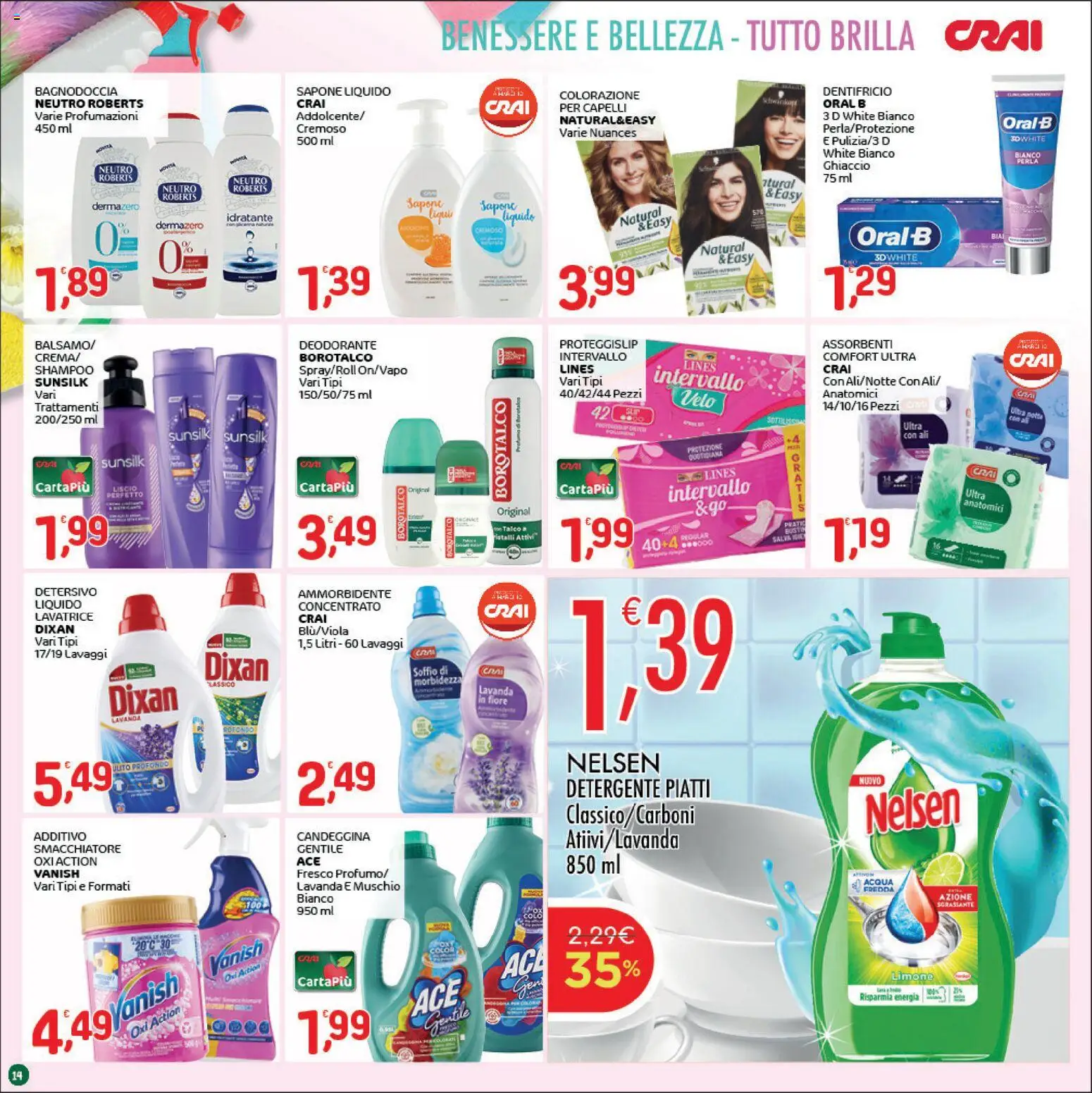 Volantino CRAI del 14.05.2026 | Pagina: 14 | Prodotti: Shampoo, Limone, Lavatrice, Lavanda