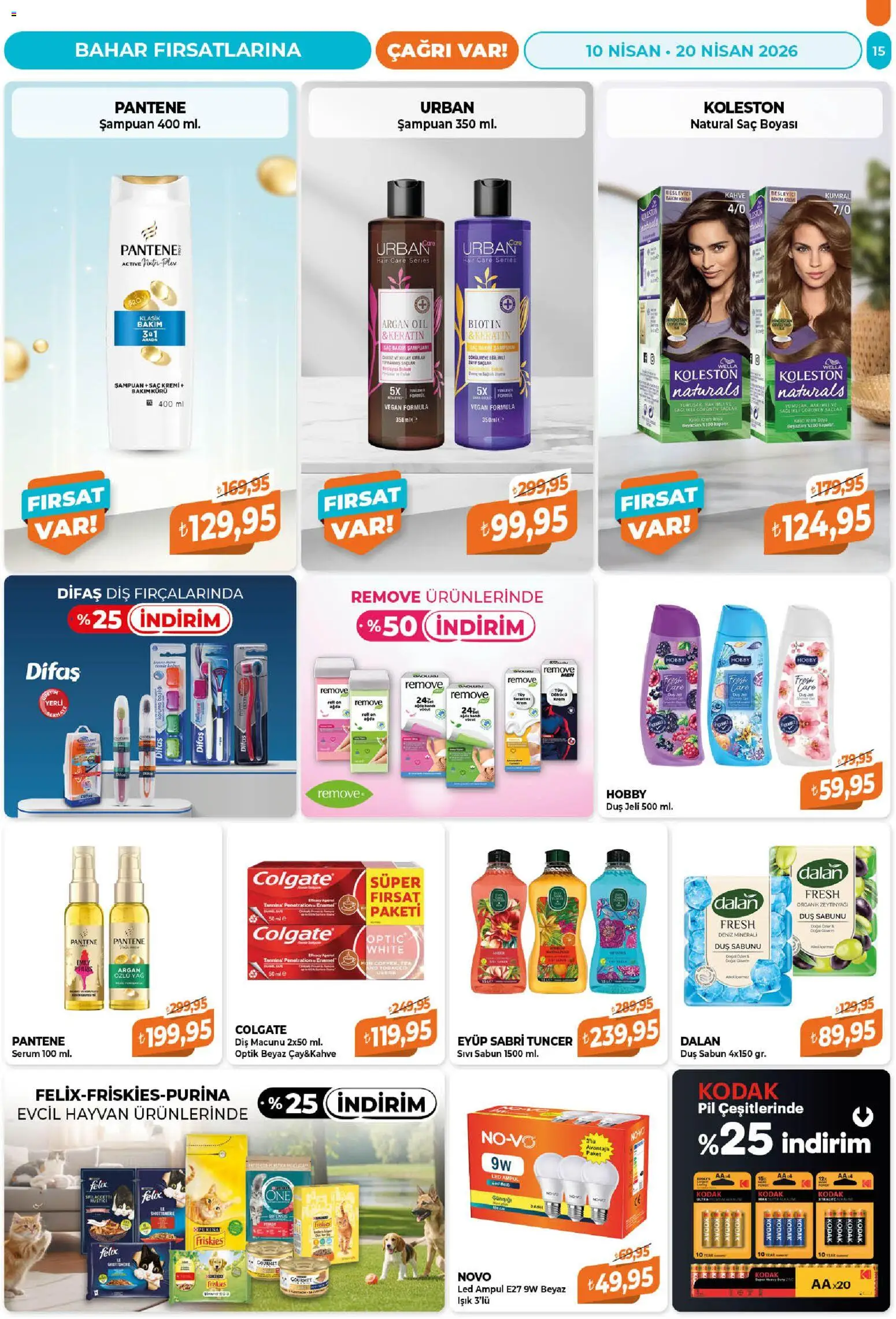 Çağrı Market Katalog - 10.04.2026 tarihinden itibaren geçerlidir | Sayfa: 15 | Ürünler: Saç Kremi, Diş macunu, Kahve, Yağ