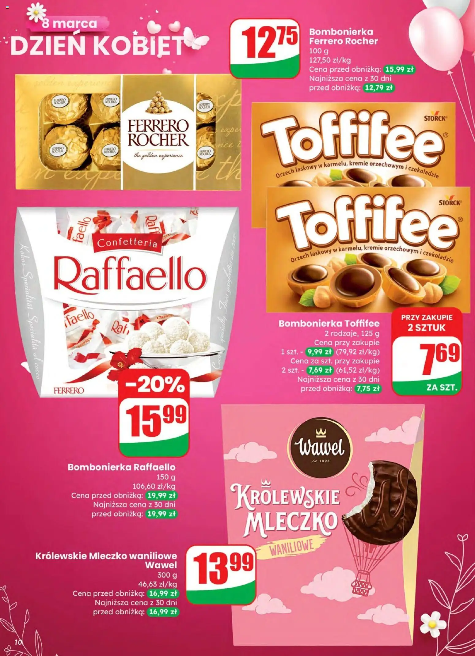 Dino gazetka od 04.03.2026 | Strona: 10 | Produkty: Bombonierka, Toffifee, Królewskie Mleczko, Ferrero rocher