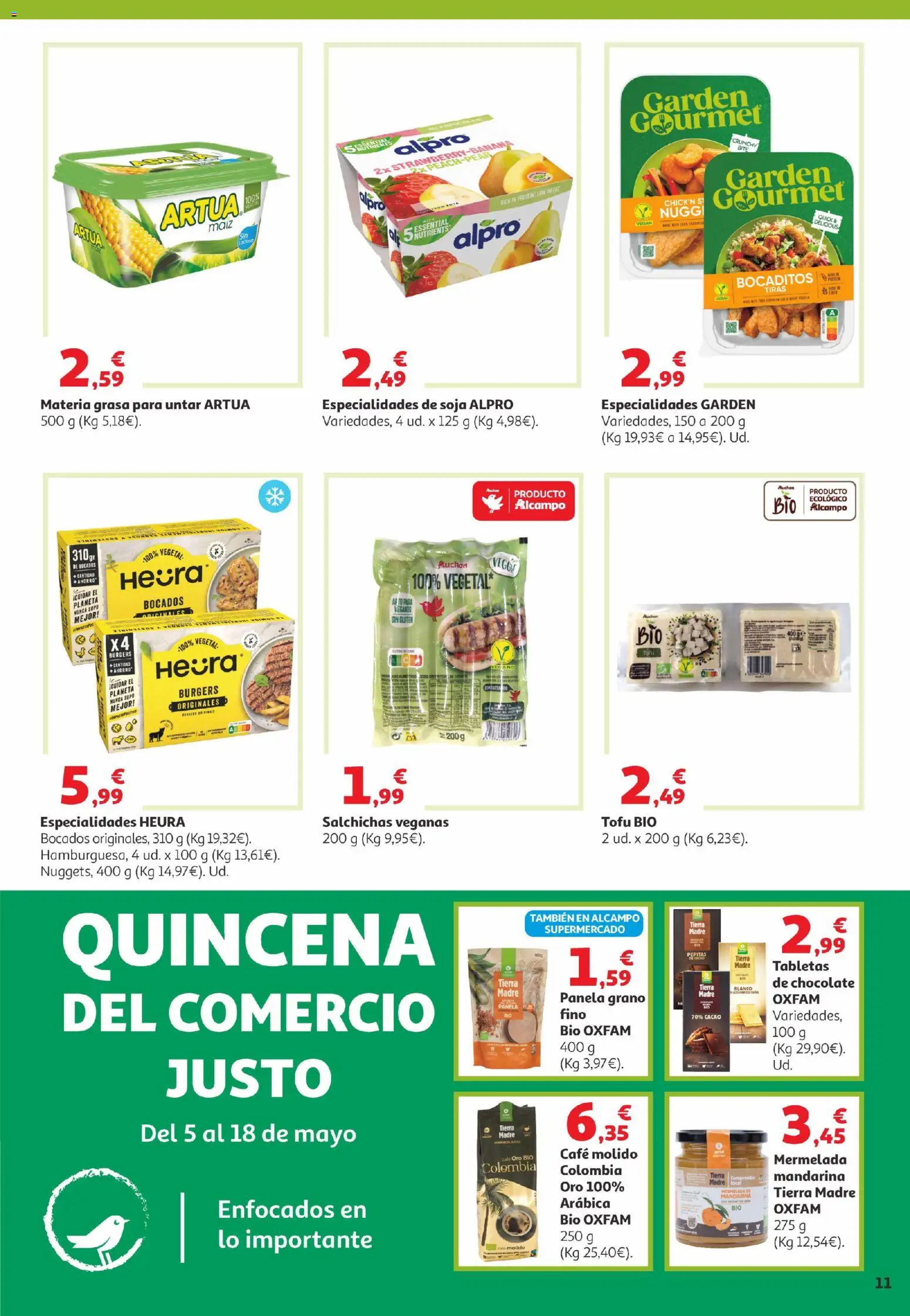 Alcampo Canarias │ válido desde el 05.05.2026 | Página: 11 | Productos: Café, Chocolate, Café molido, Φρυγανιές σικάλεως