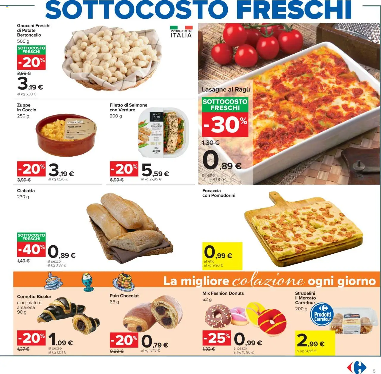 Volantino Carrefour del 23.10.2025 | Pagina: 5 | Prodotti: Pomodorini, Cornetto, Patate, Ragú