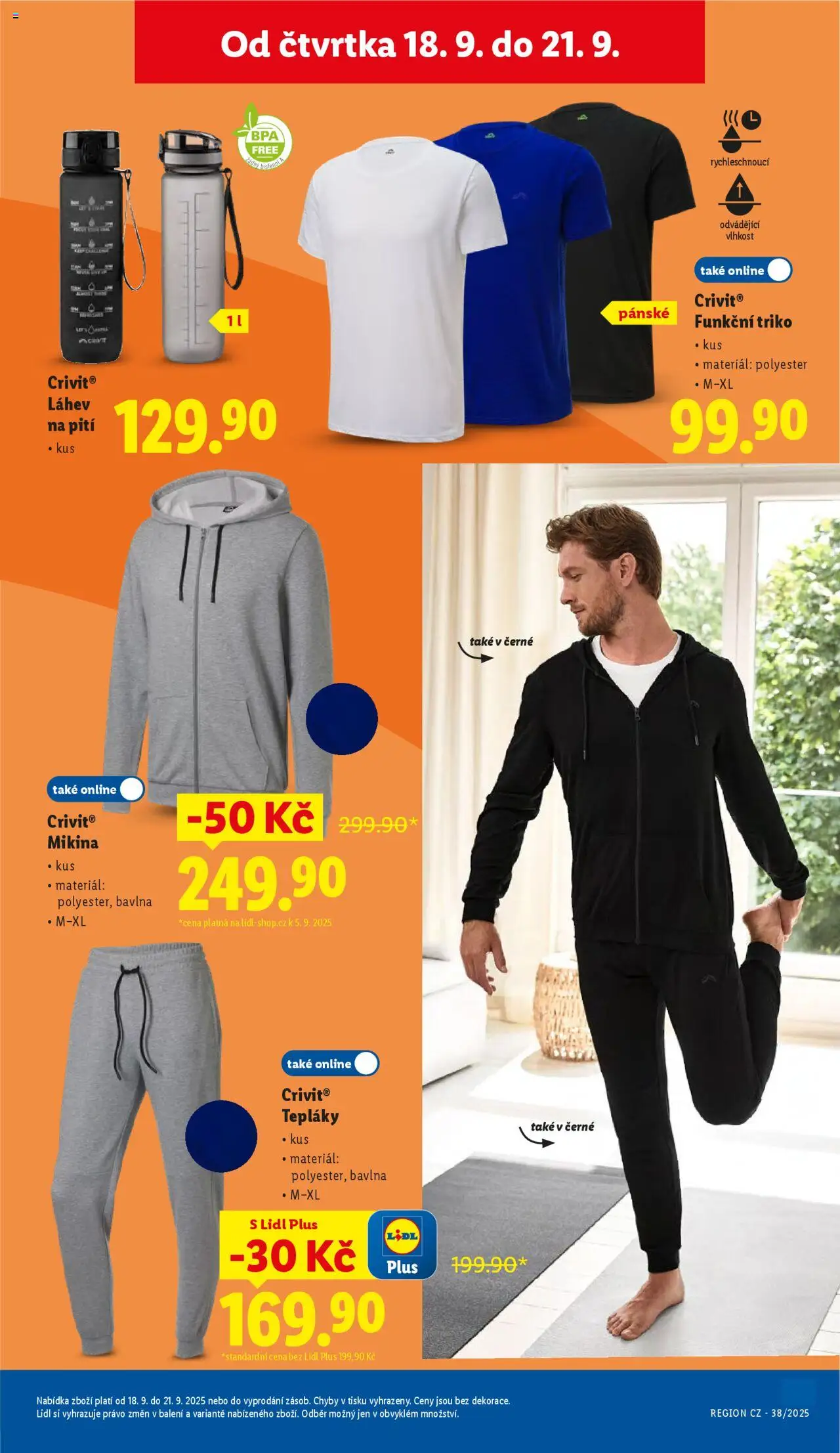 Lidl leták od 18.09.2025 | Strana: 39 | Produkty: Mikina, Tepláky, Funkční triko, Láhev