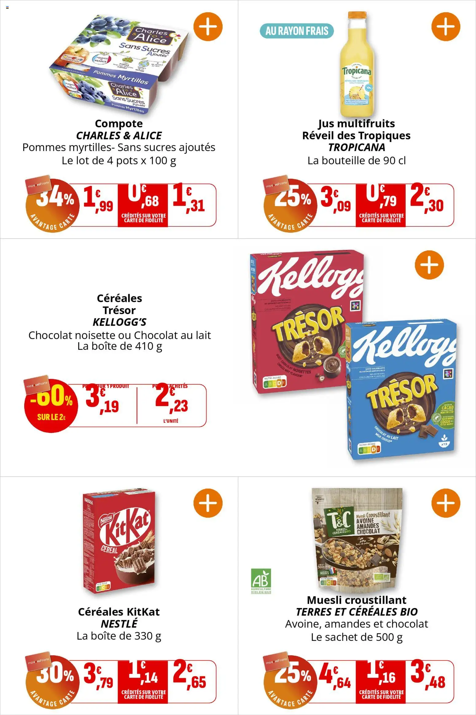 {H1} | Page: 16 | Produits: Réveil, Jus, Céréales, Amandes