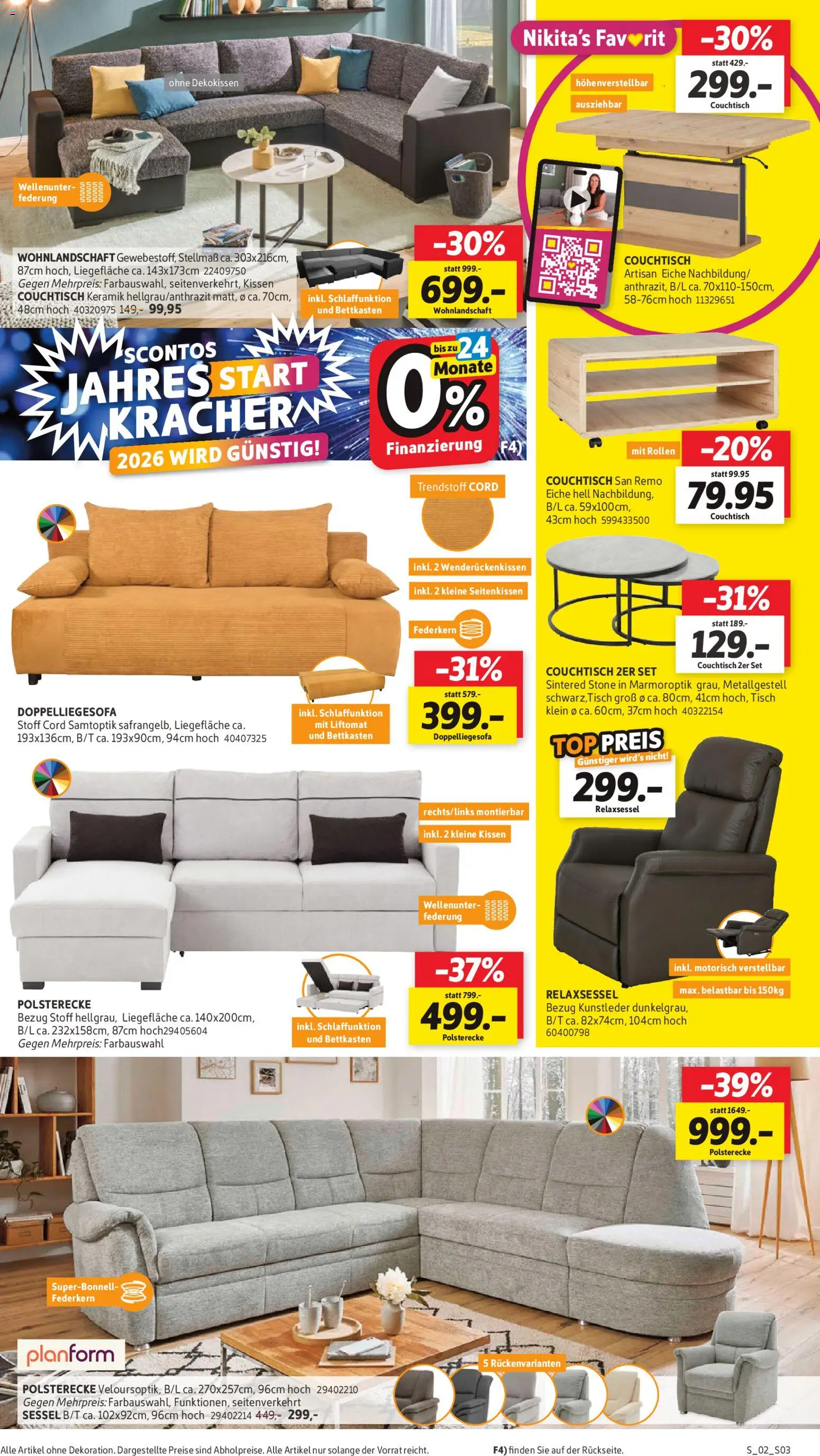Sconto Prospekt 	 – gültig ab 12.01.2026 | Seite: 3 | Produkte: Top, Wohnlandschaft, Kissen, Sessel